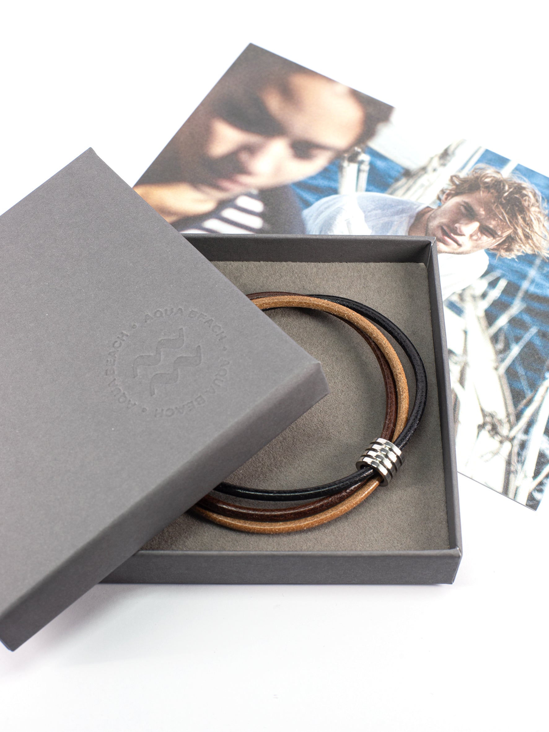 Aqua Beach  Leather & Stainless Steel - Trilogy