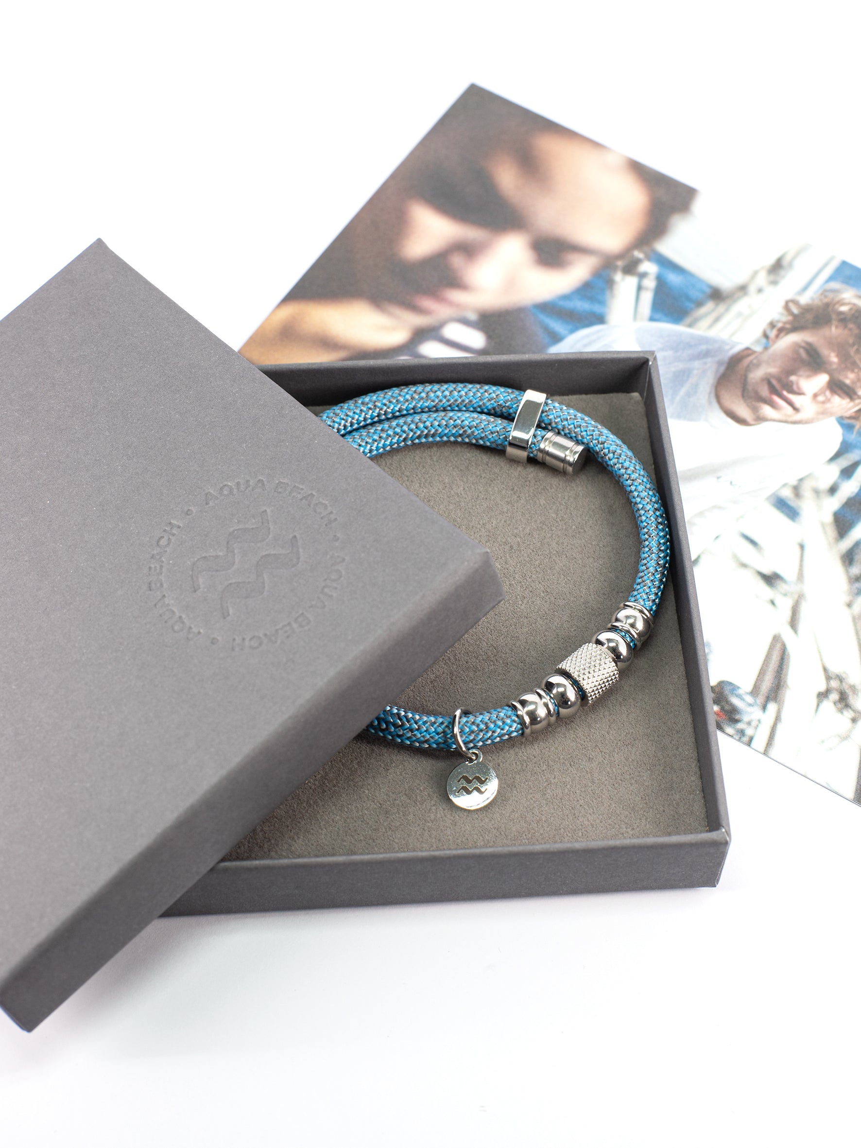 Aqua Beach Recycled Plastic Bracelet - WAVE Blue Adjustable