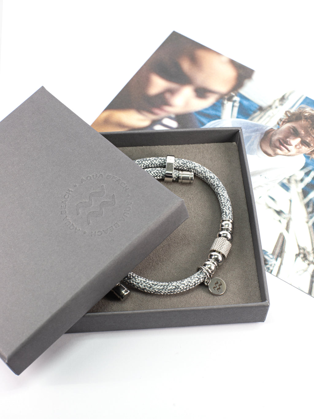 Aqua Beach Recycled Plastic Bracelet - WAVE Grey Adjustable