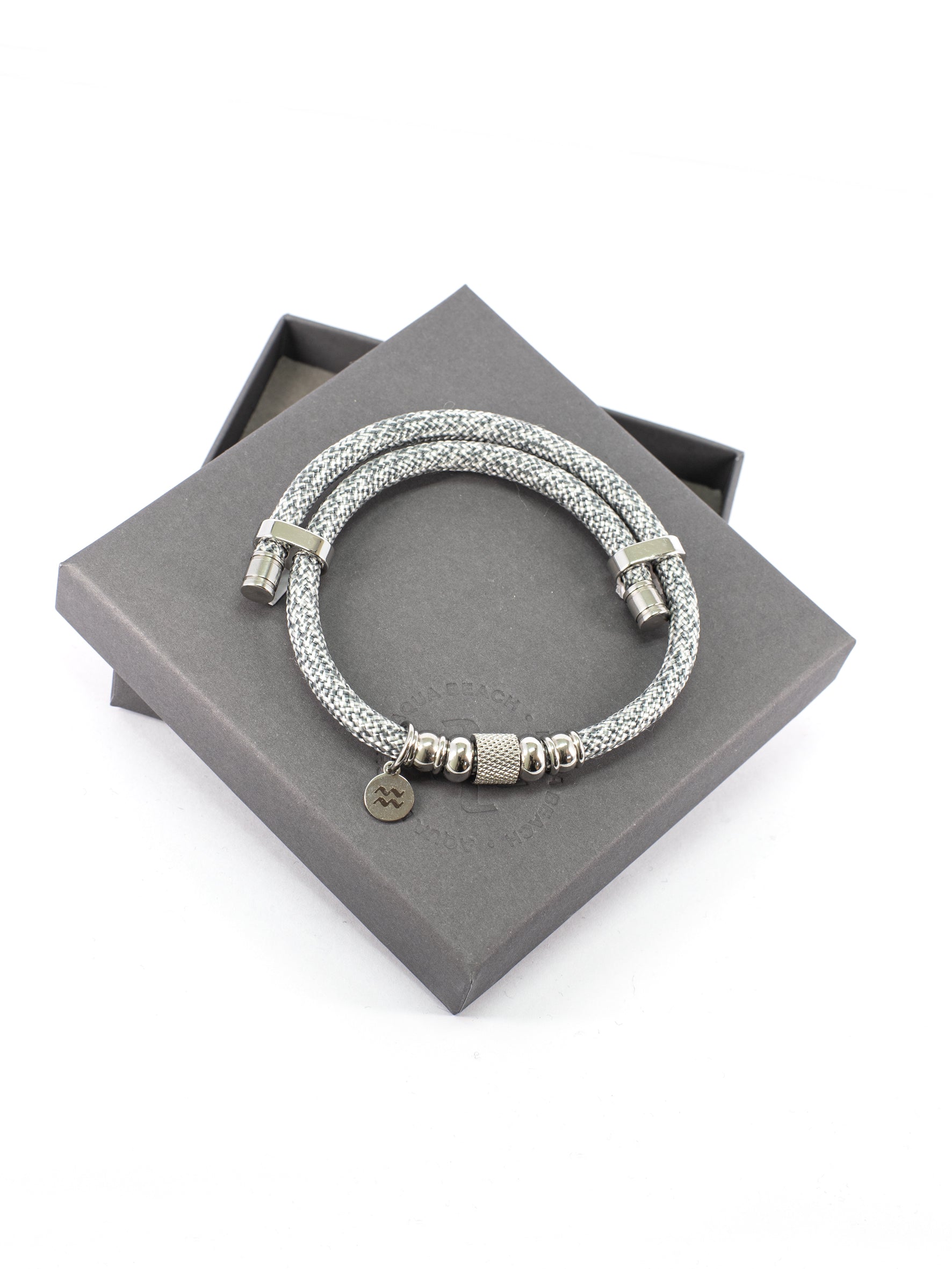 Aqua Beach Recycled Plastic Bracelet - WAVE Grey Adjustable