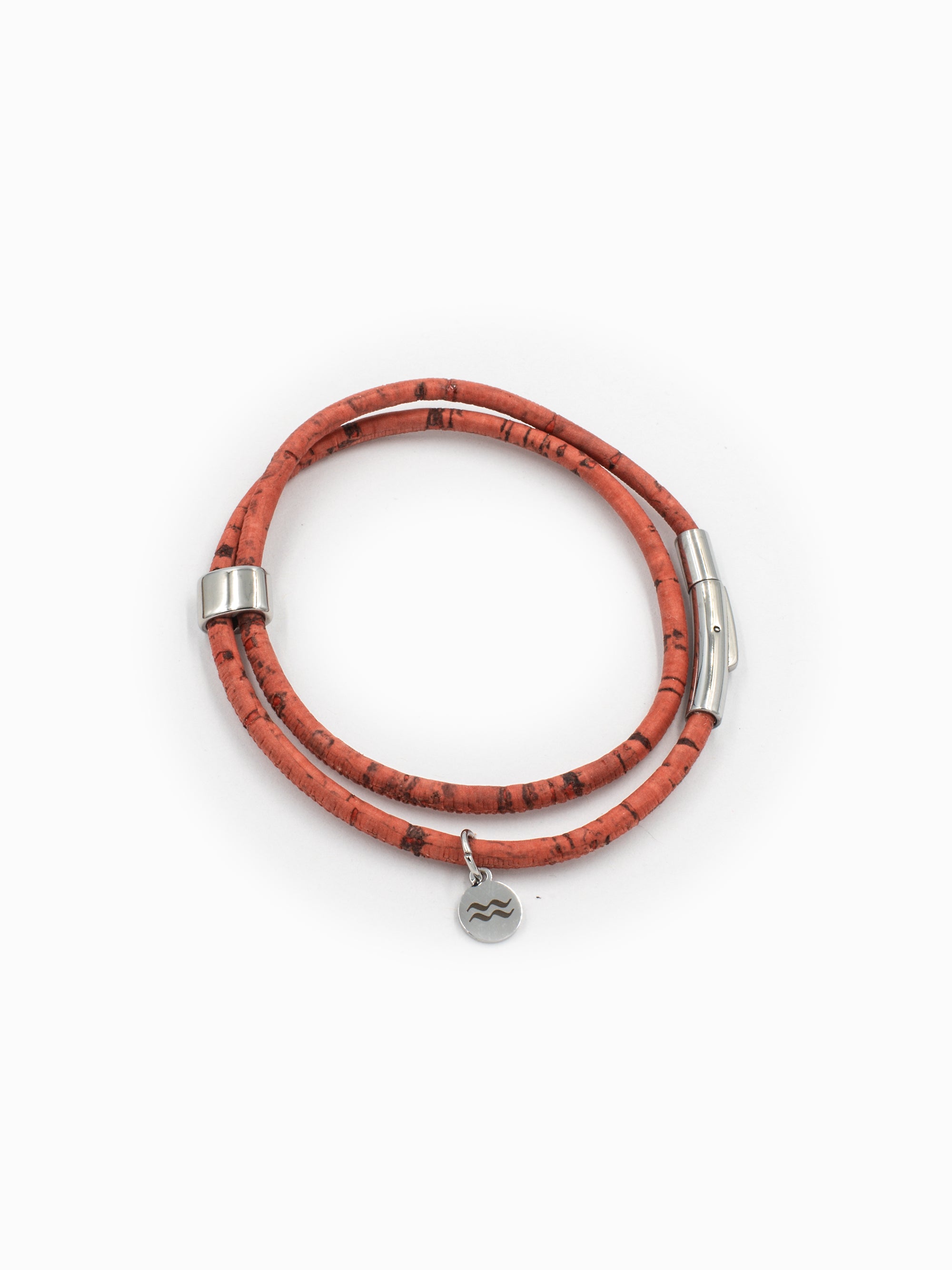 Aqua Beach,  Sustainable Cork, Vegan Leather Bracelet with stainless steel clasp, Beach Jewellery, made in the UK