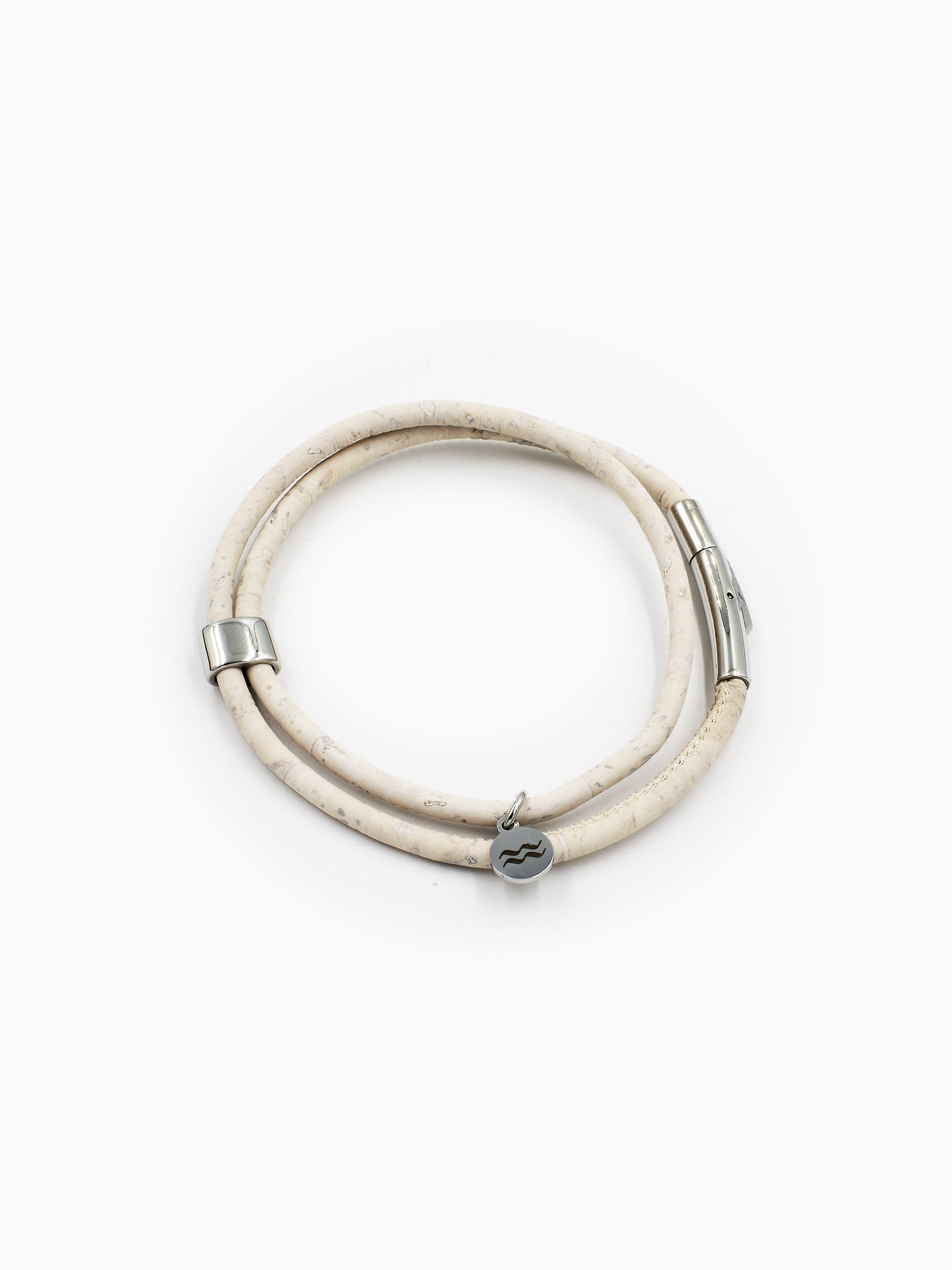 Aqua Beach,  Sustainable Cork, Vegan Leather Bracelet with stainless steel clasp, Beach Jewellery, made in the UK