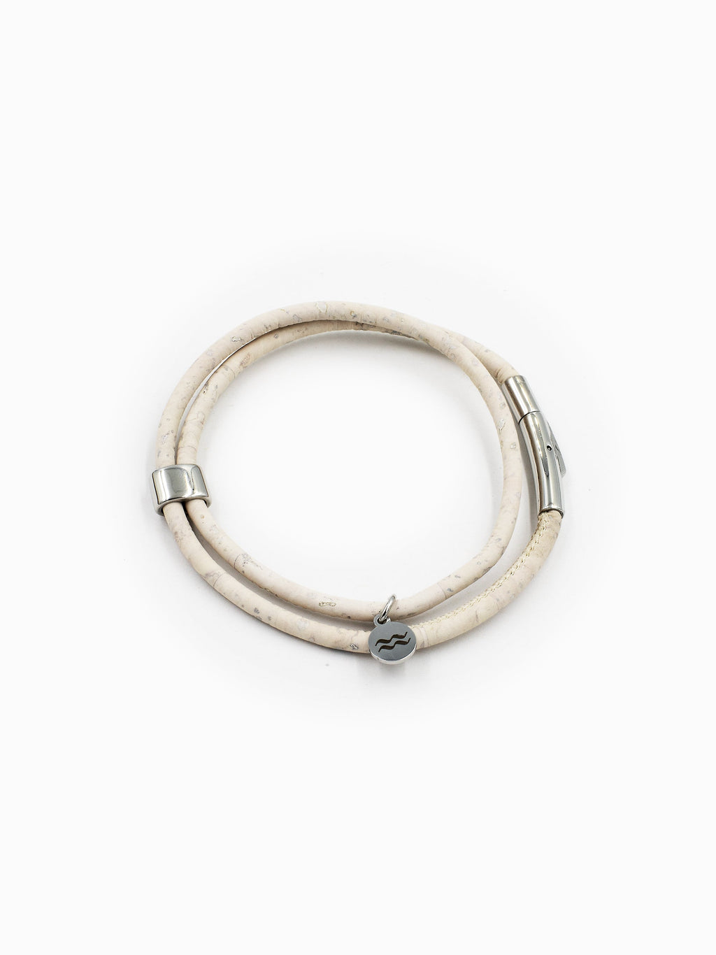 Aqua Beach Sustainable Cork, Vegan Leather Bracelet with stainless steel clasp, Beach Jewellery, made in the UK