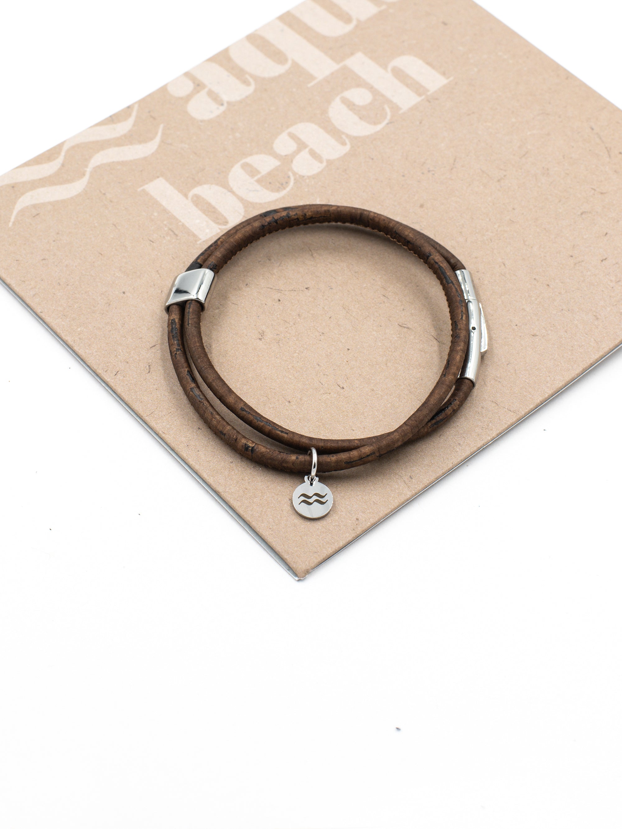 Aqua Beach Sustainable Cork Bracelet - Chestnut