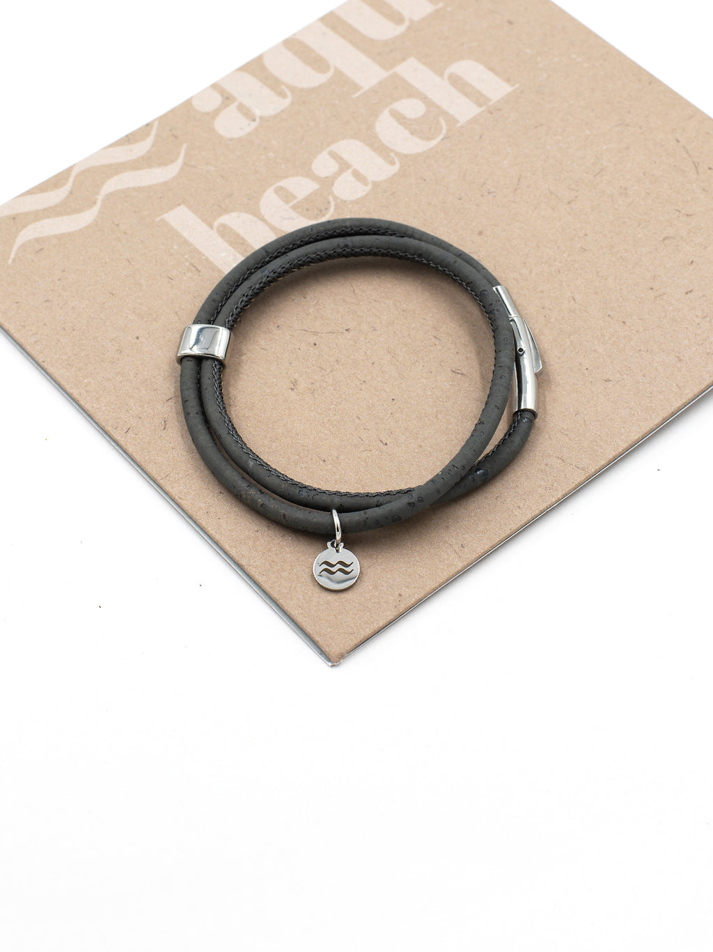 Aqua Beach Sustainable Cork Bracelet - Grey