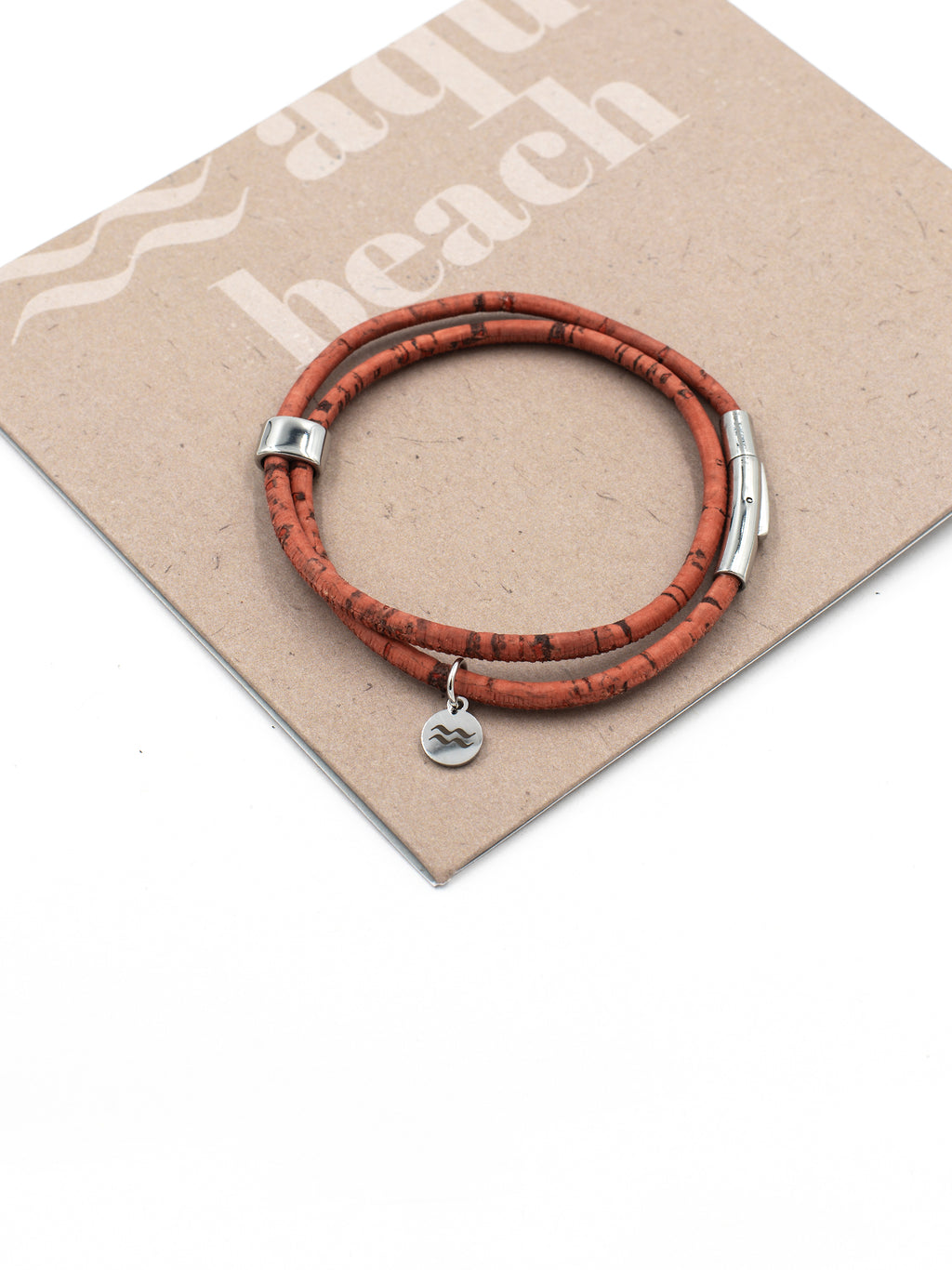 Aqua Beach Sustainable Cork Bracelet - Red