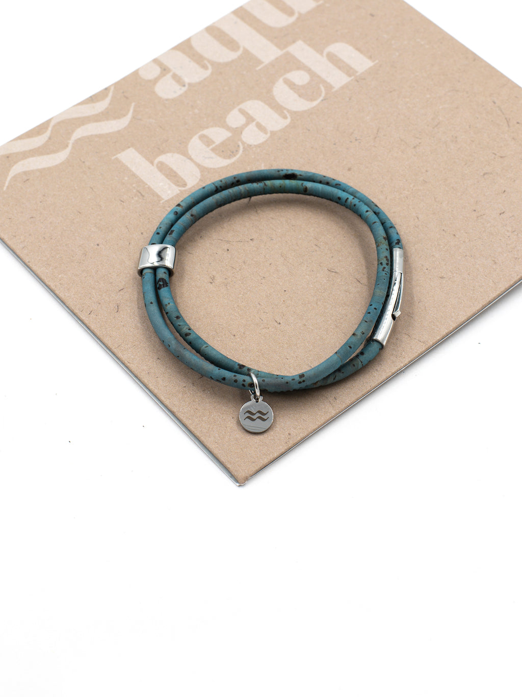 Aqua Beach Sustainable Cork Bracelet - Teal