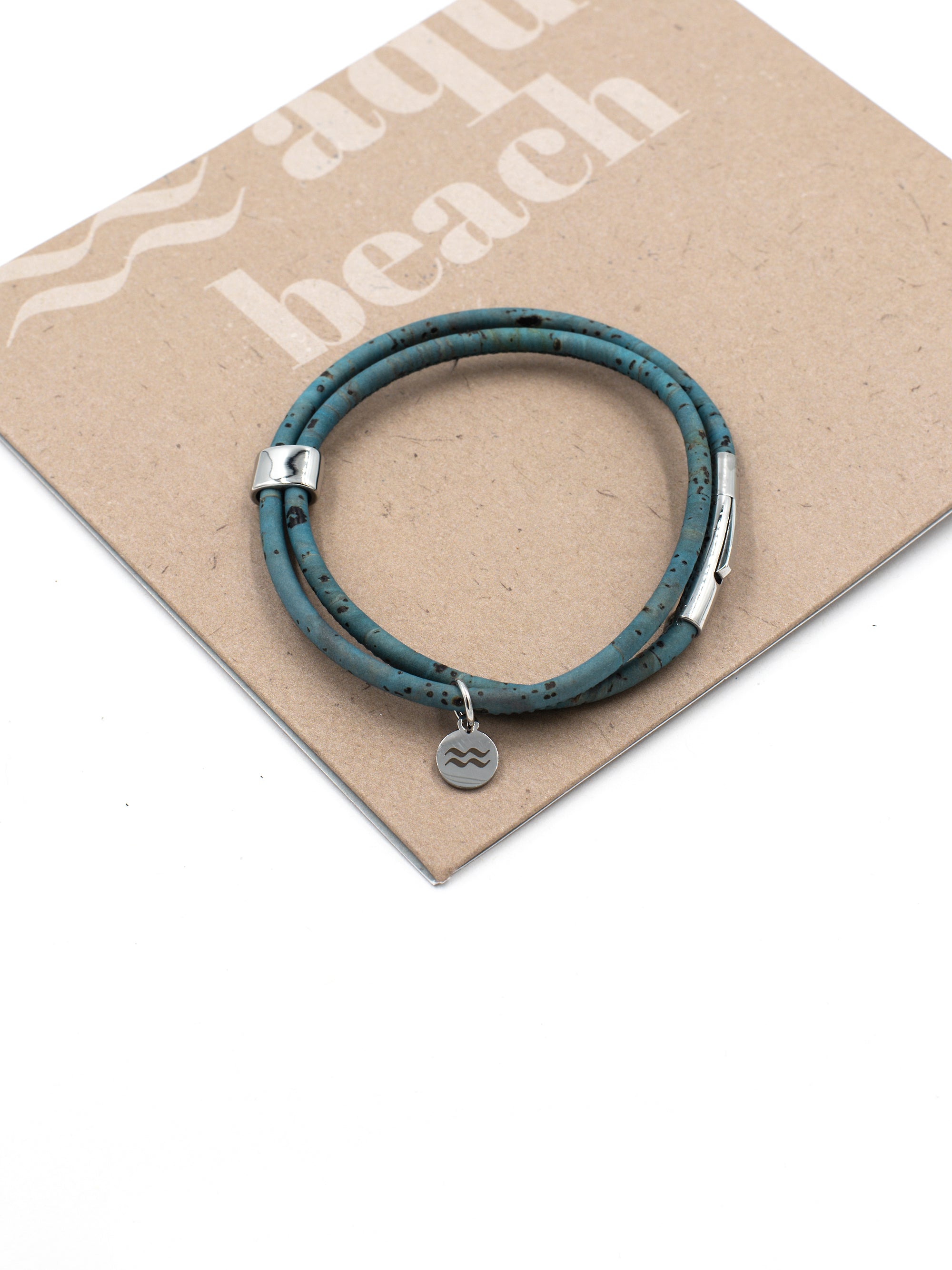Aqua Beach Sustainable Cork Bracelet - Teal