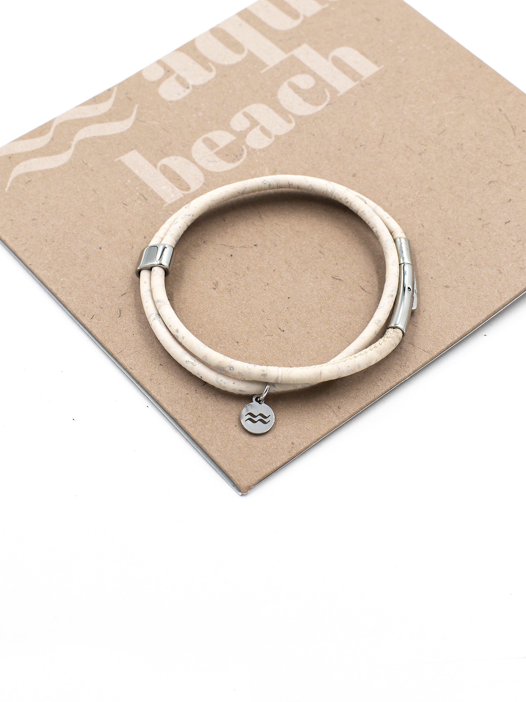 Aqua Beach Sustainable Cork Bracelet - White