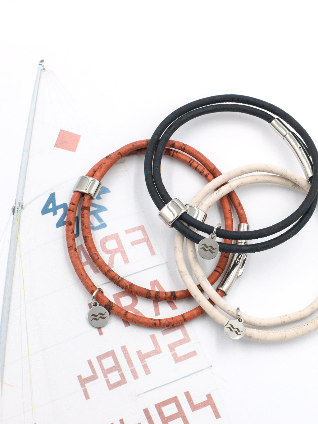 Aqua Beach Sustainable Cork Bracelet - Navy