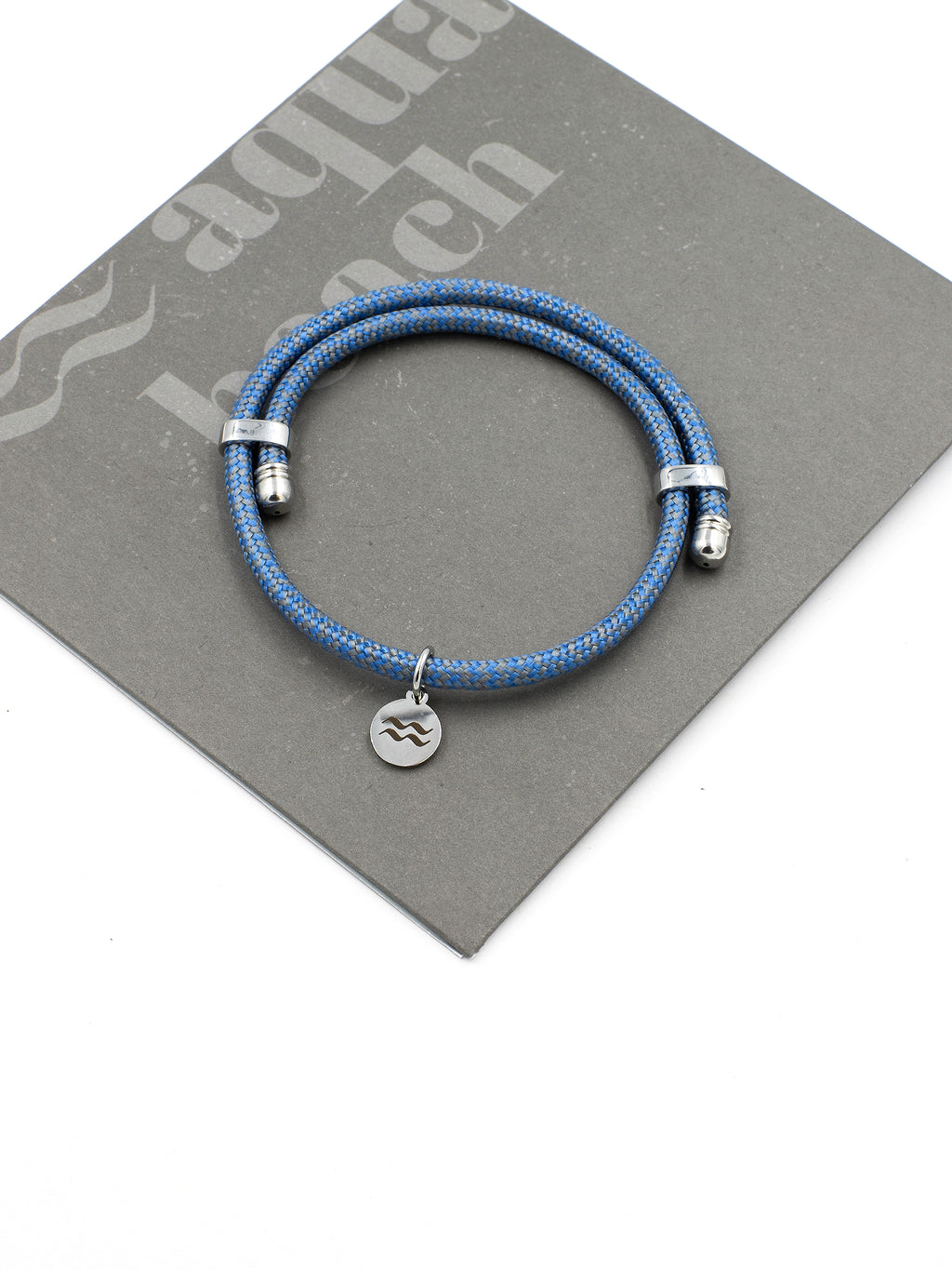 Rope Bracelet - Recycled - Size Adjustable - Blue/Grey
