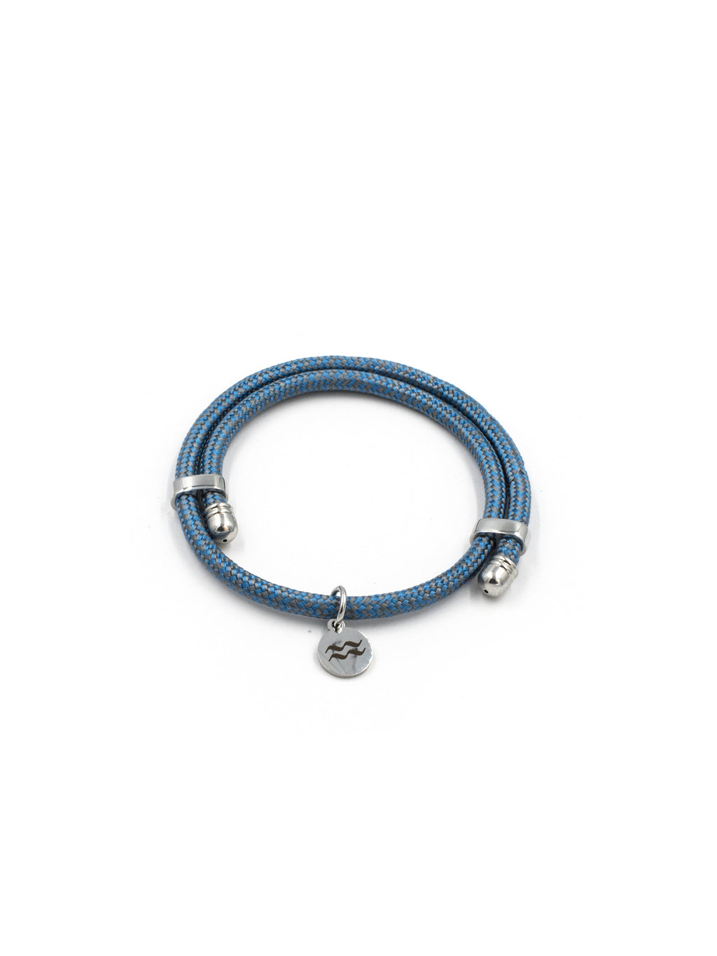 Rope Bracelet - Recycled - Size Adjustable - Blue/Grey