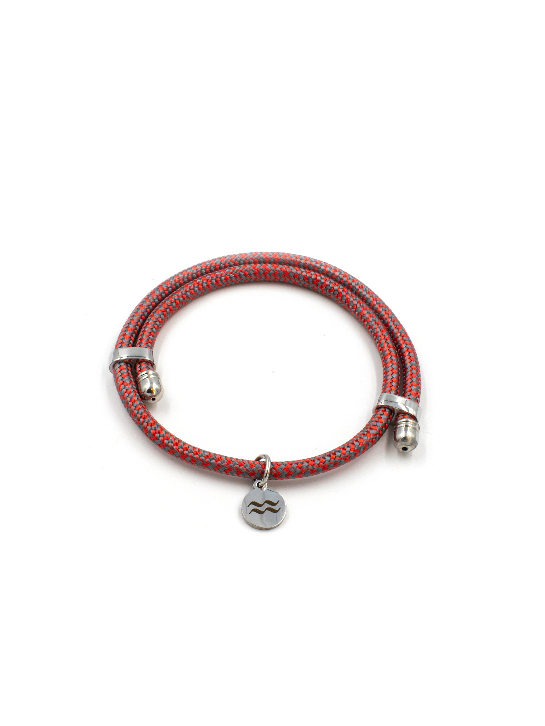 Aqua Beach Recycled Plastic Bracelet Size Adjustable - Red/Grey