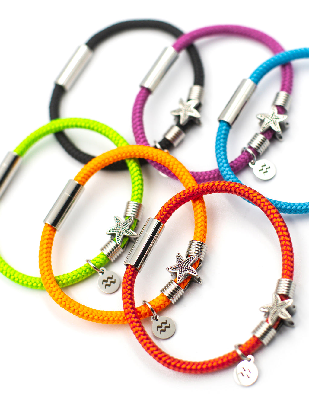 Rope Starfish Bracelet - Recycled Cord - Strawberry Red