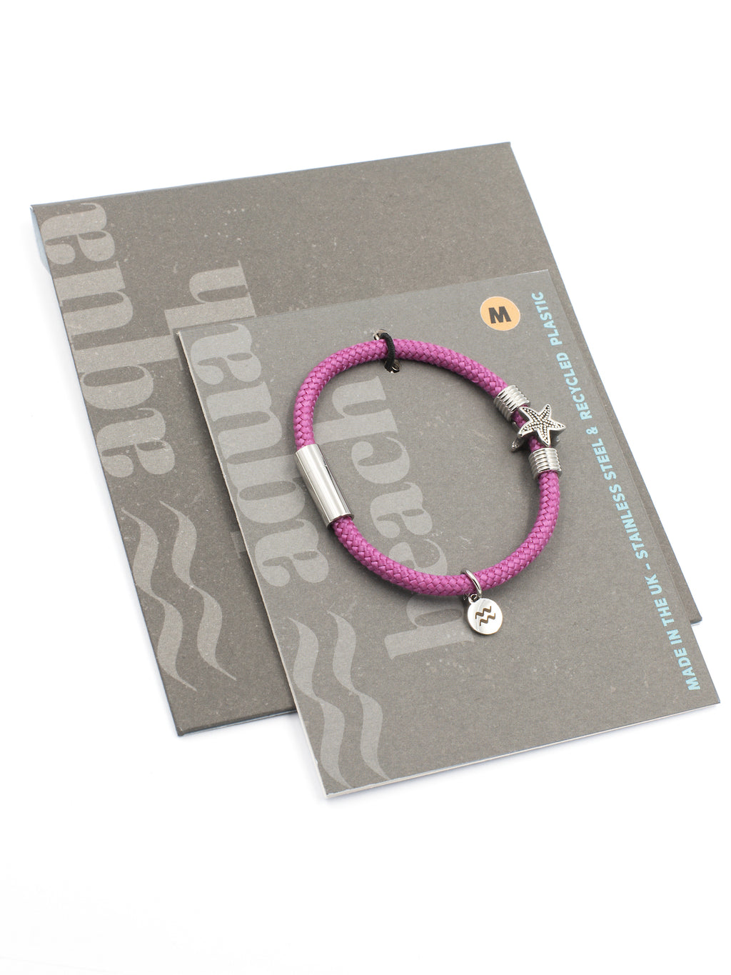 Rope Starfish Bracelet - Recycled Cord - Fuchsia Pink