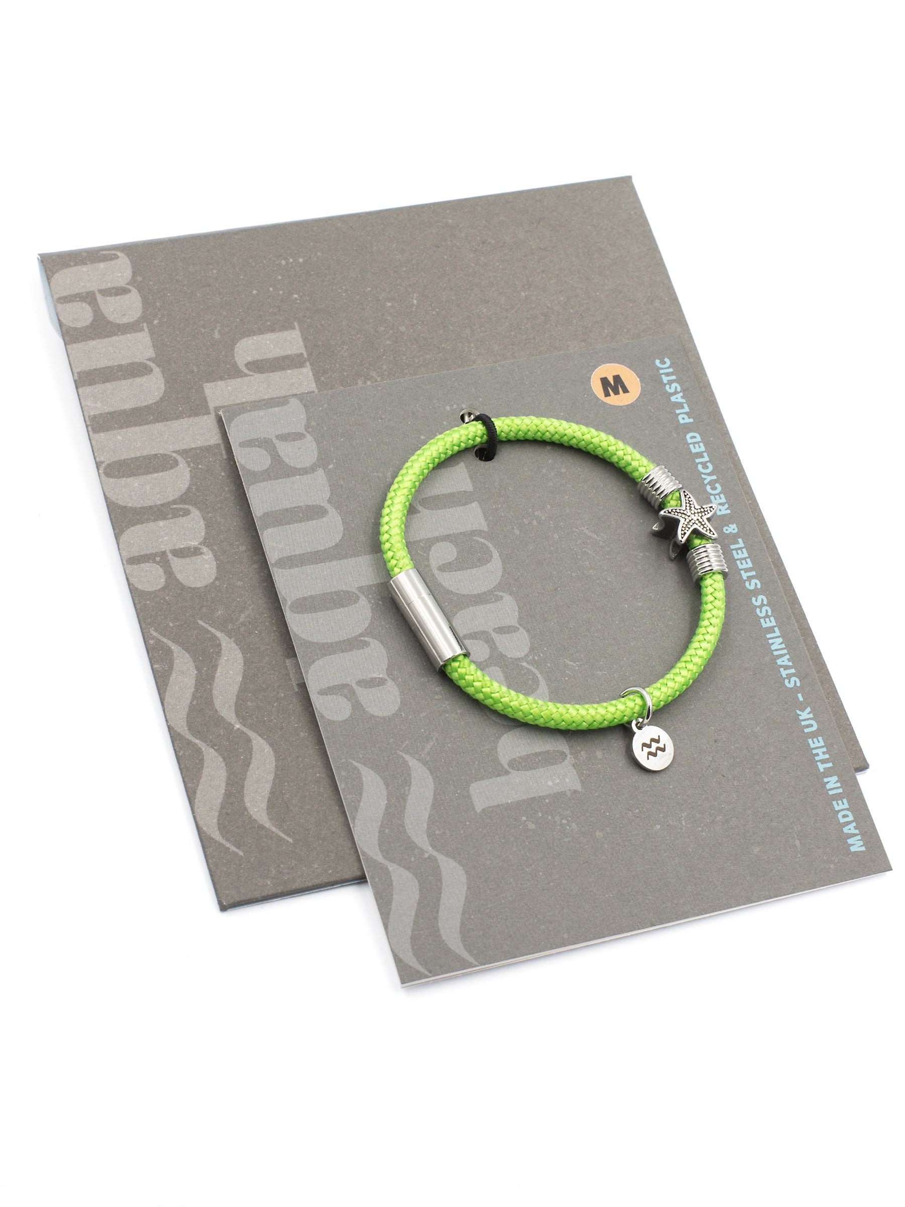 Aqua Beach Starfish Recycled Plastic Bracelet - Lime Green