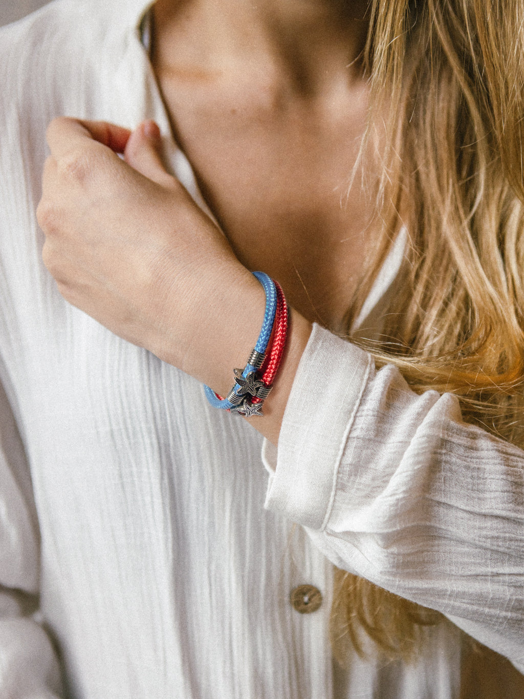 Rope Starfish Bracelet - Recycled Cord - Azure Blue