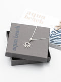 Aqua Beach - Sterling Silver Sun Ray Pendant Necklace