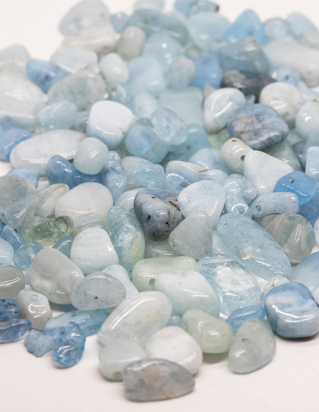 Aqua Beach - Sterling Silver Paper Clip Necklace with Aquamarine