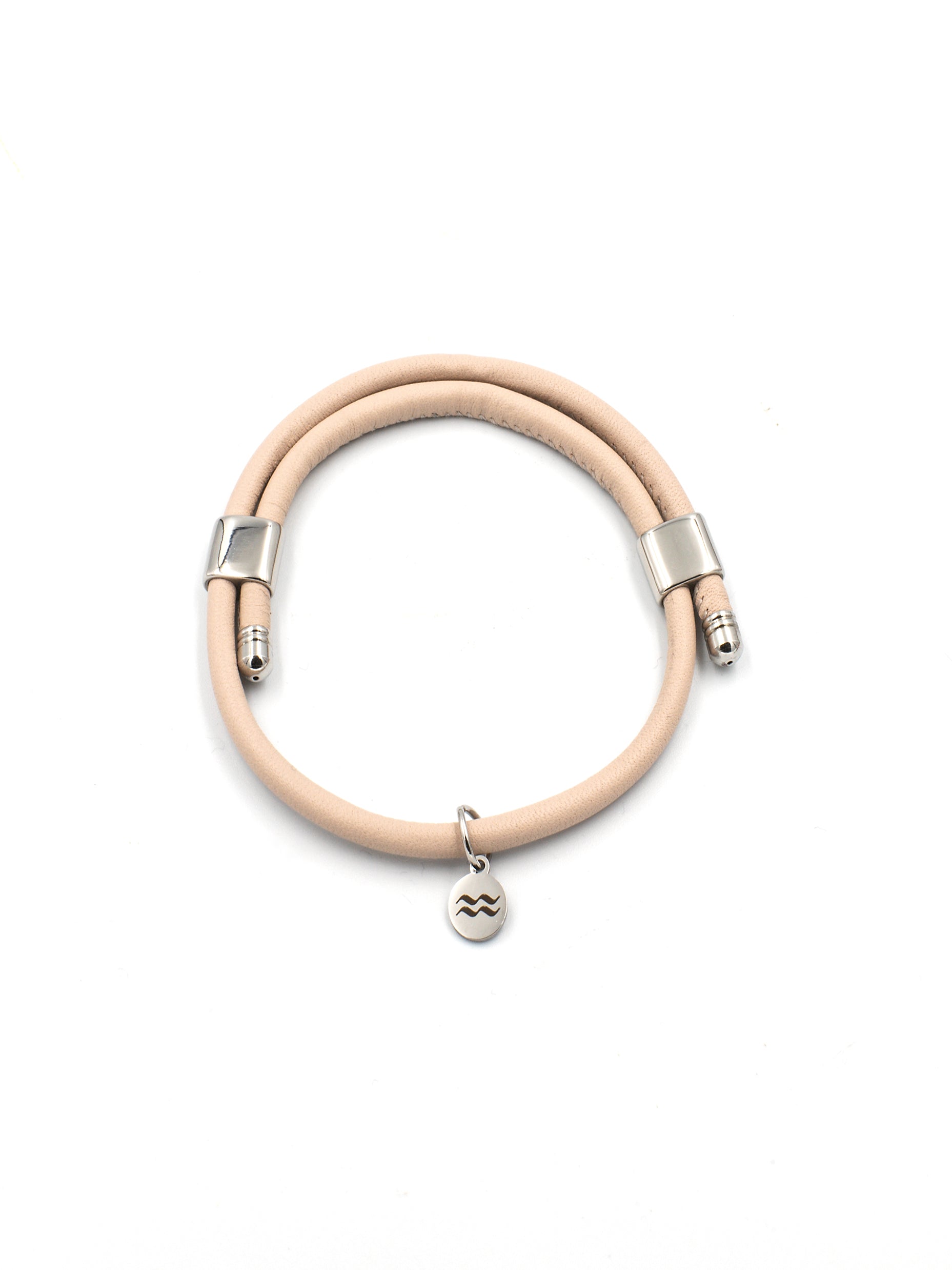 Premium Smooth Leather Bracelet - Blush - Size Adjustable
