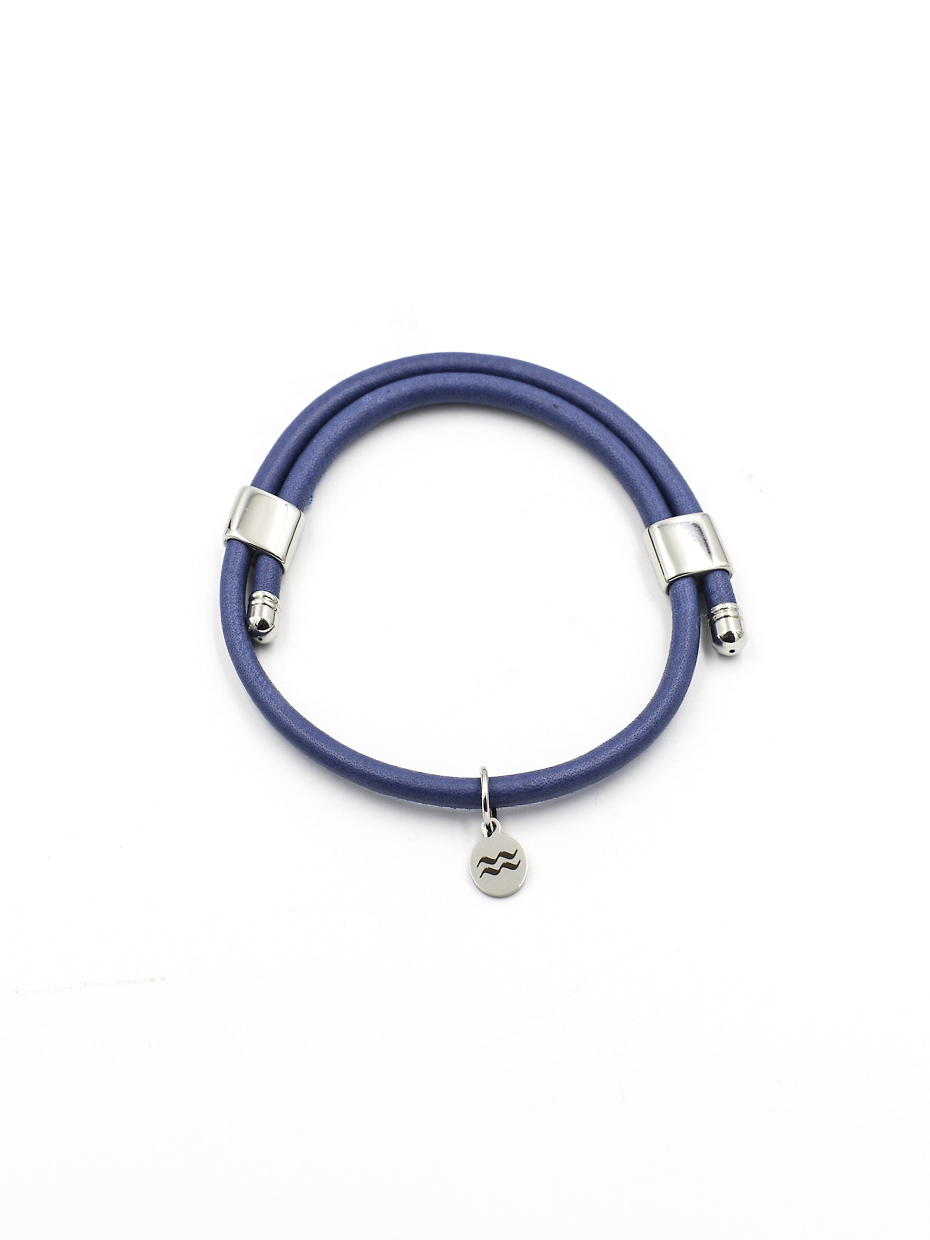 Premium Smooth Leather Bracelet - Cobalt Blue - Size Adjustable