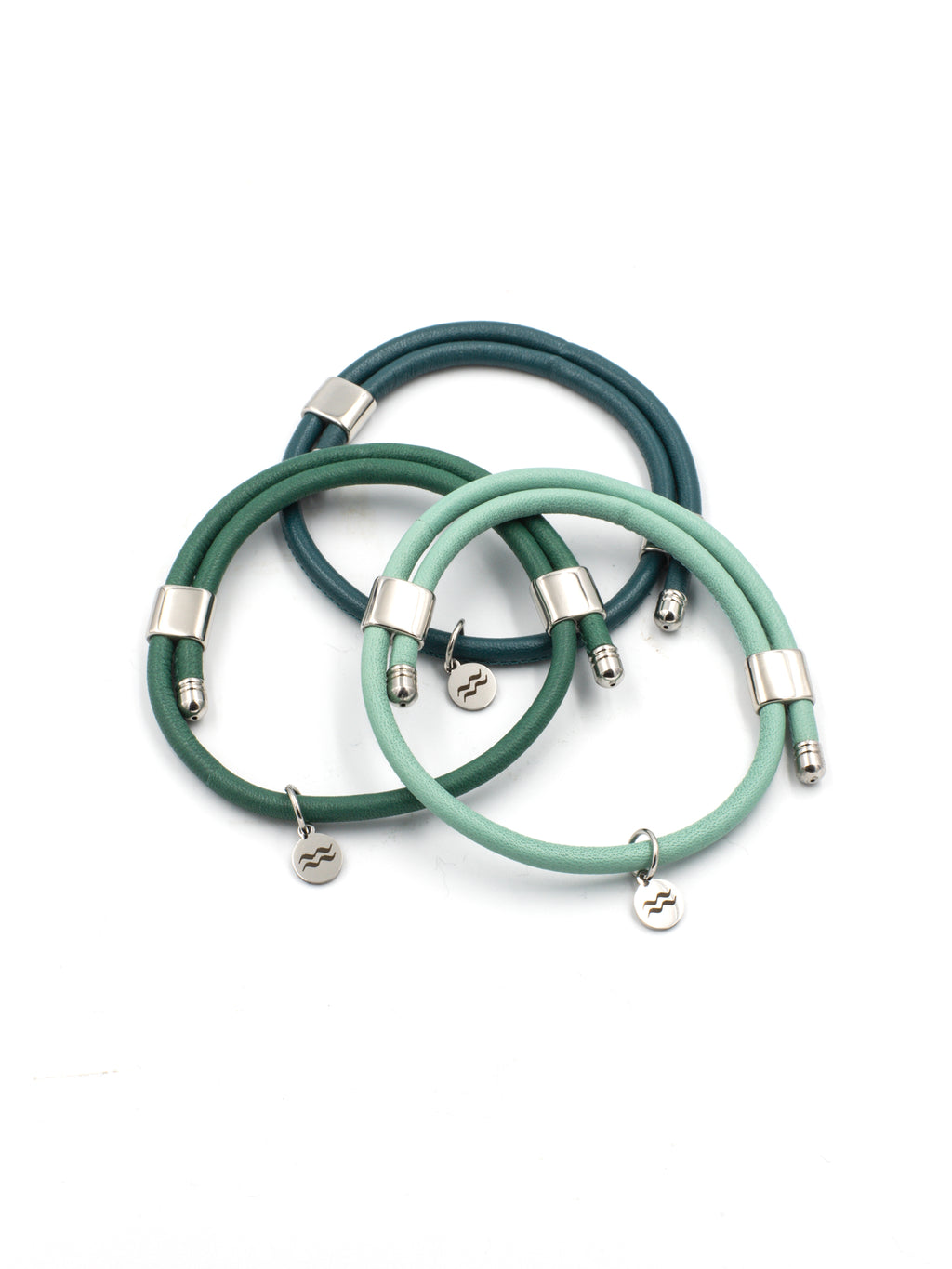 Premium Smooth Leather Bracelet - Sea Green - Size Adjustable