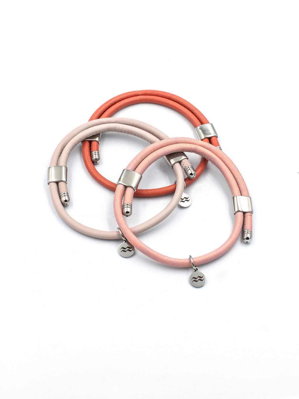 Premium Smooth Leather Bracelet - Coral Red - Size Adjustable