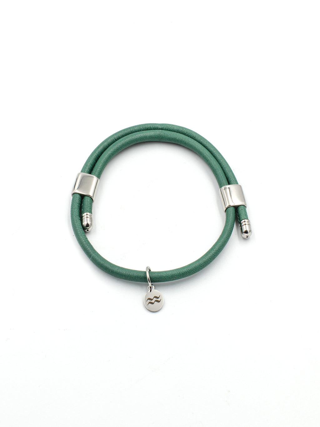 Premium Smooth Leather Bracelet - Sea Green - Size Adjustable