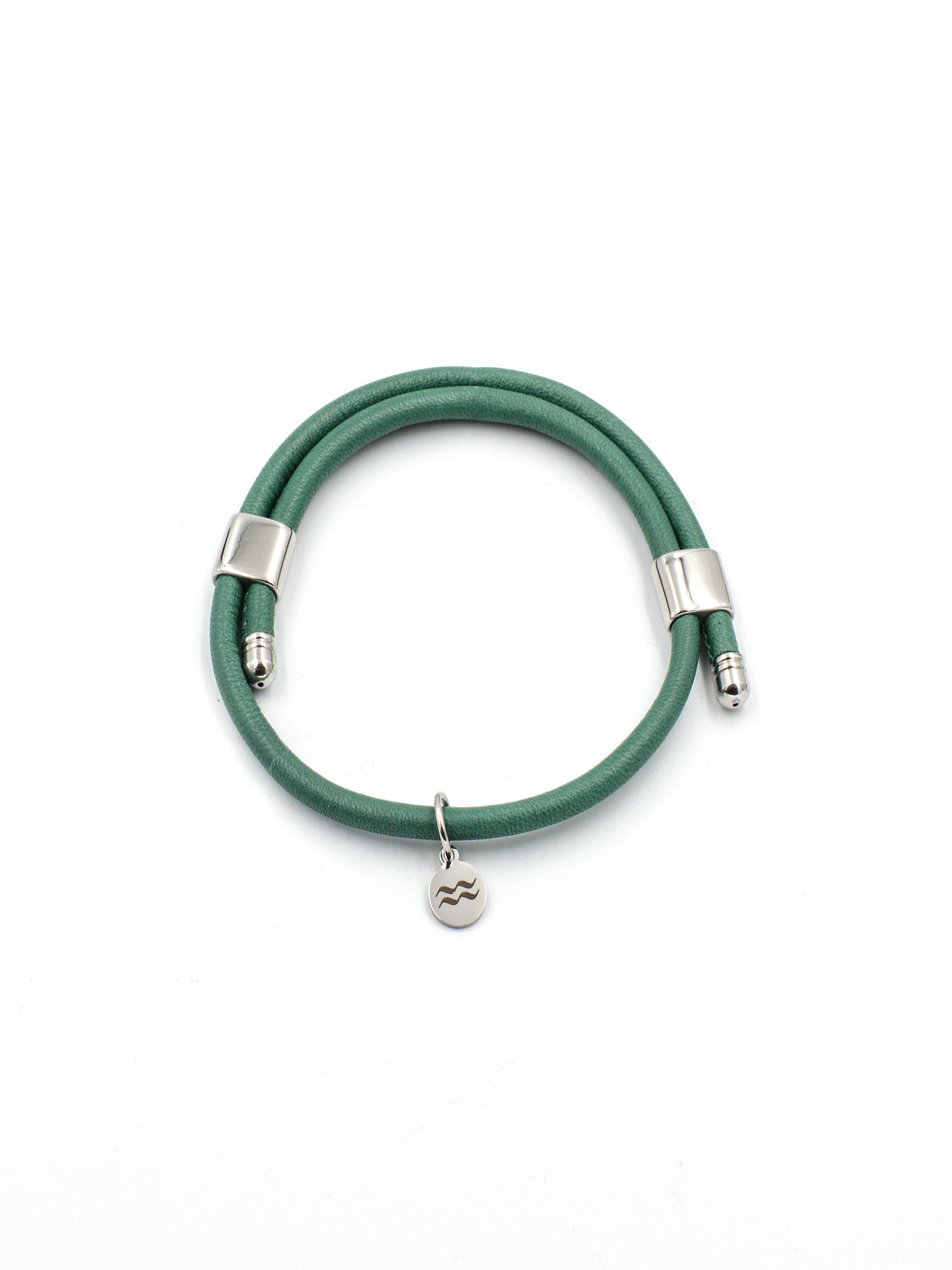 Premium Smooth Leather Bracelet - Sea Green - Size Adjustable