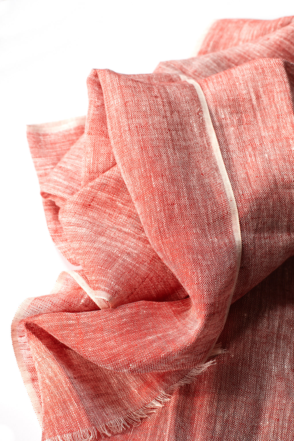 Hand Loomed Linen Scarf Coral Red