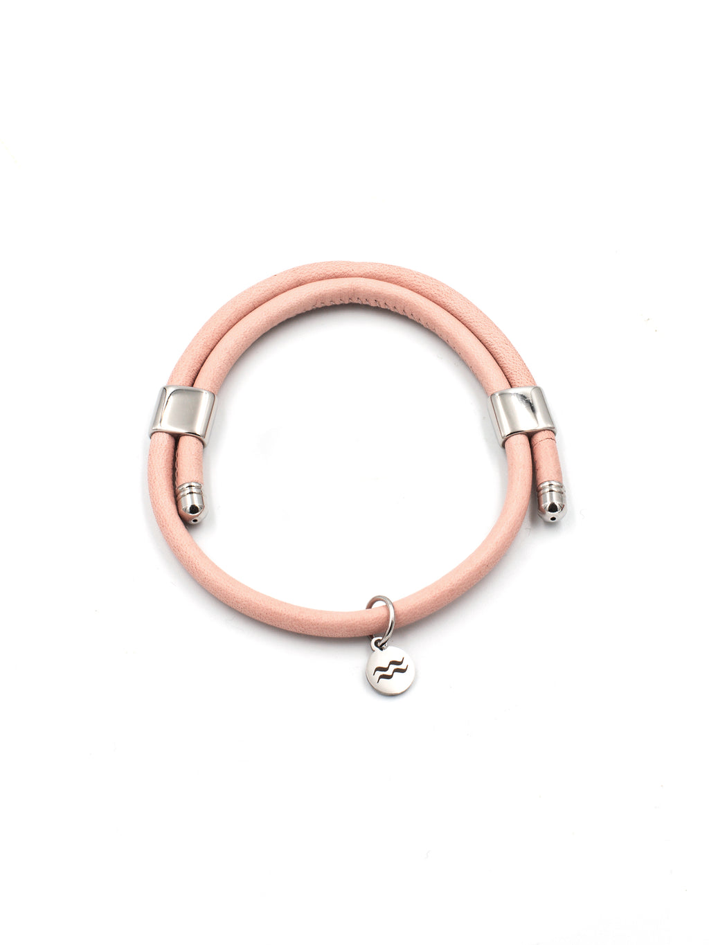 Premium Smooth Leather Bracelet - Dusty Pink - Size Adjustable