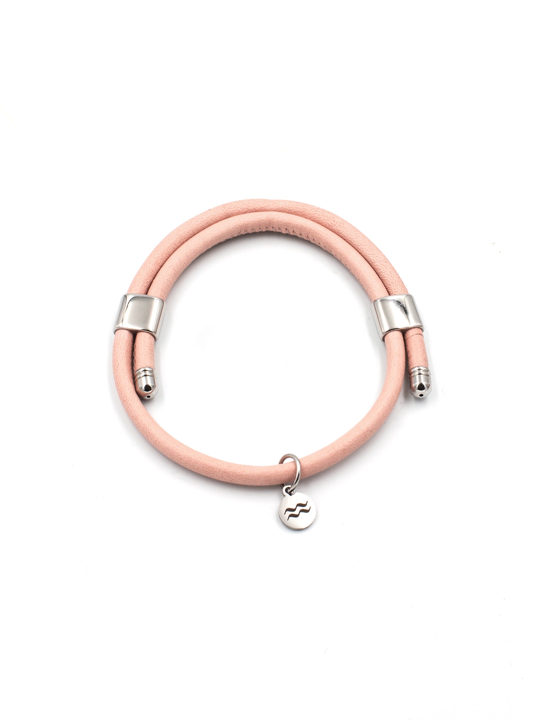 Premium Smooth Leather Bracelet - Dusty Pink - Size Adjustable