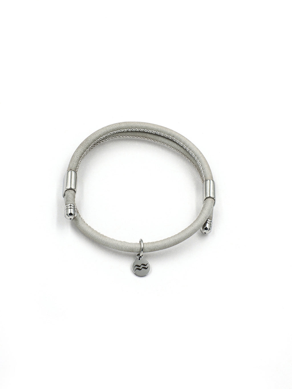 Premium Smooth Leather Bracelet - Grey - Size Adjustable