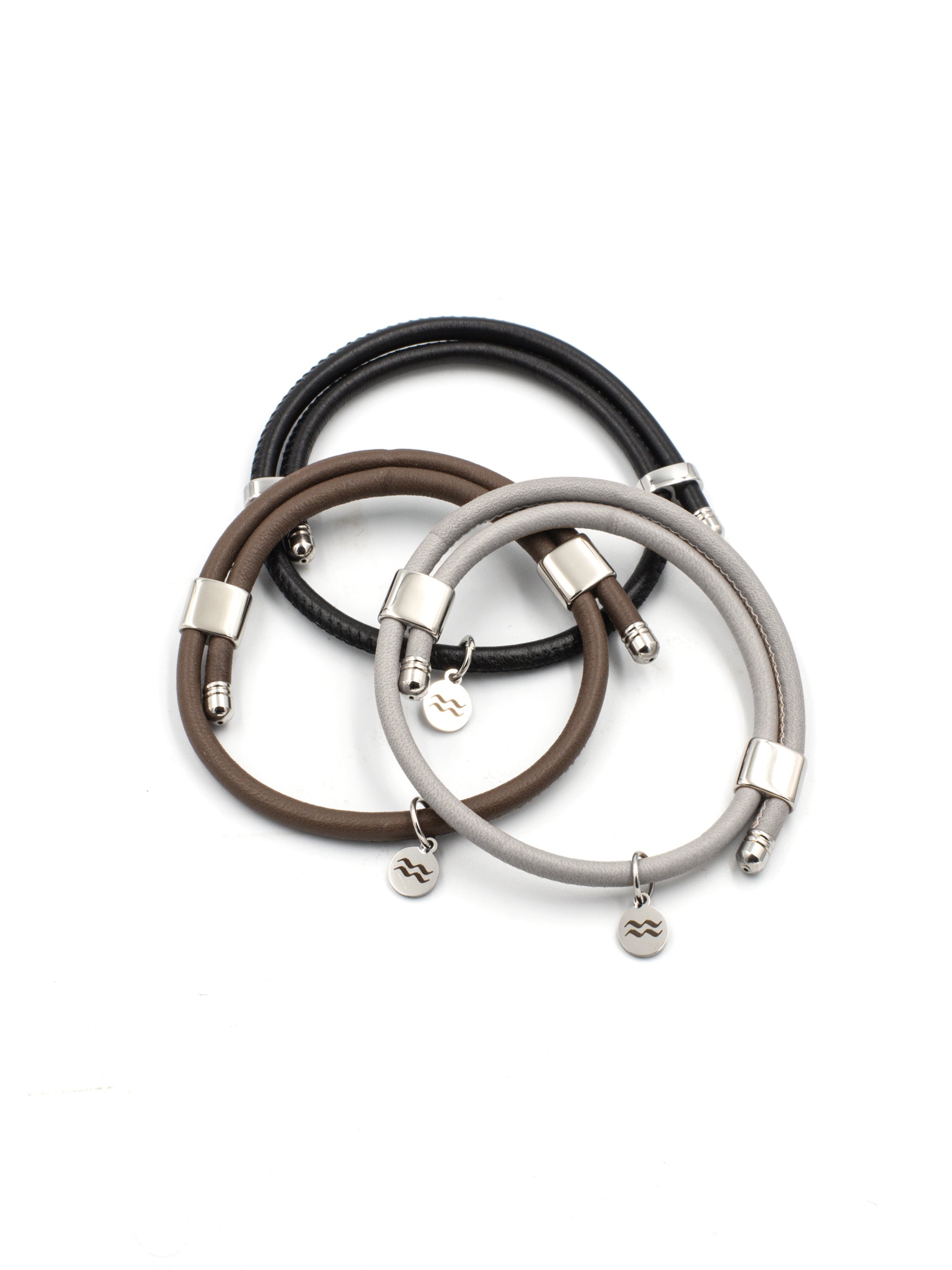 Premium Smooth Leather Bracelet - Black - Size Adjustable