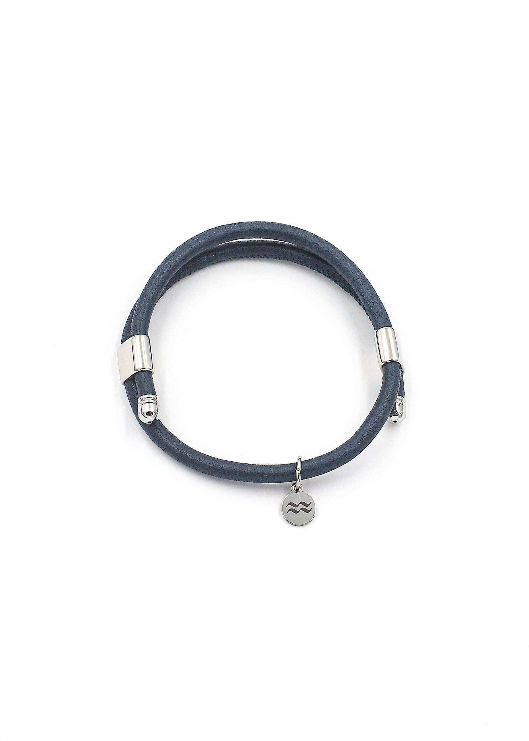 Aqua Beach premium leather and stainless steel bracelet, size adjustable with gift bag