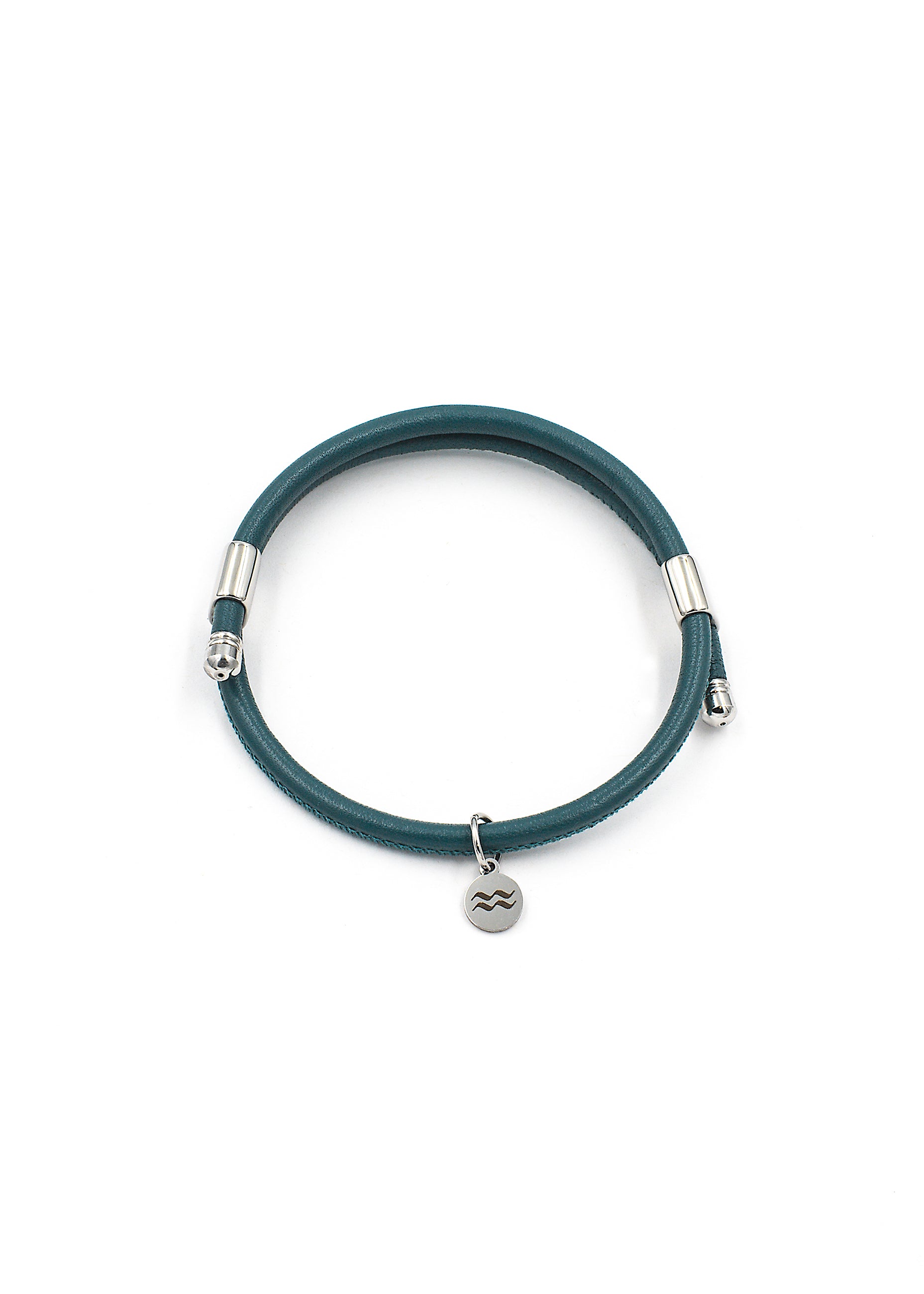 Premium Smooth Leather Bracelet - Teal - Size Adjustable
