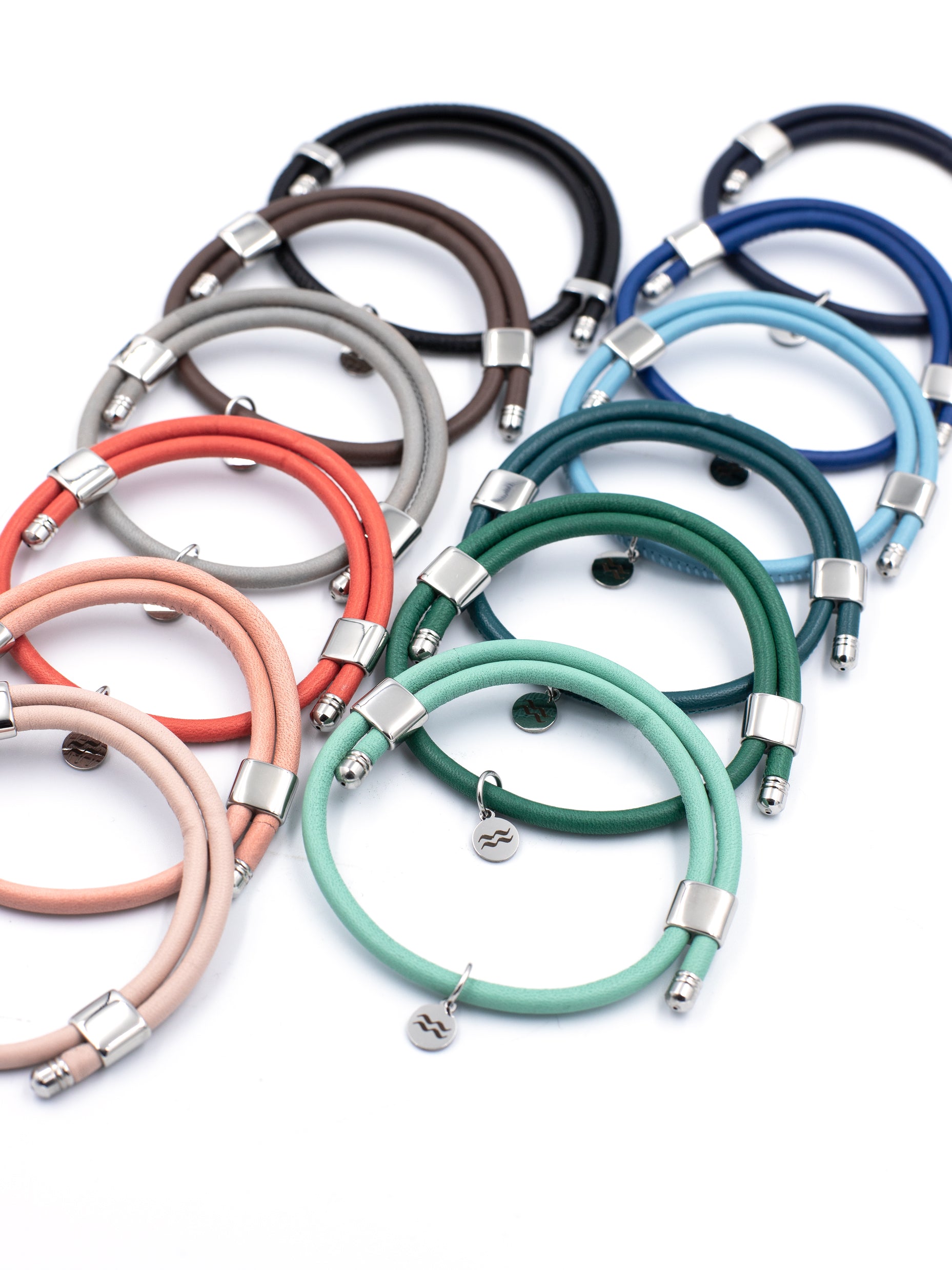 Premium Smooth Leather Bracelet - Grey - Size Adjustable