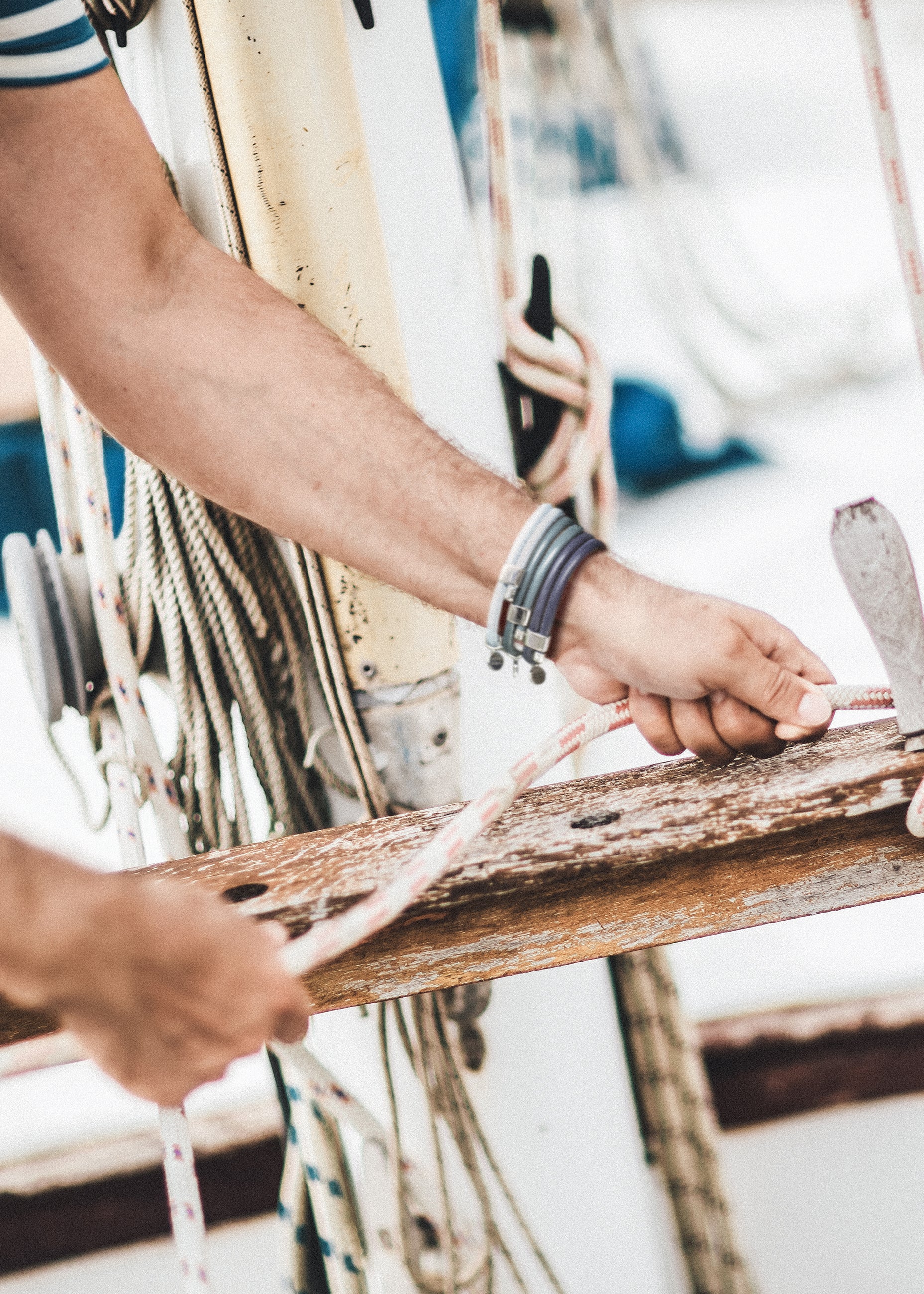 Aqua Beach premium leather and stainless steel bracelet, size adjustable with gift bag