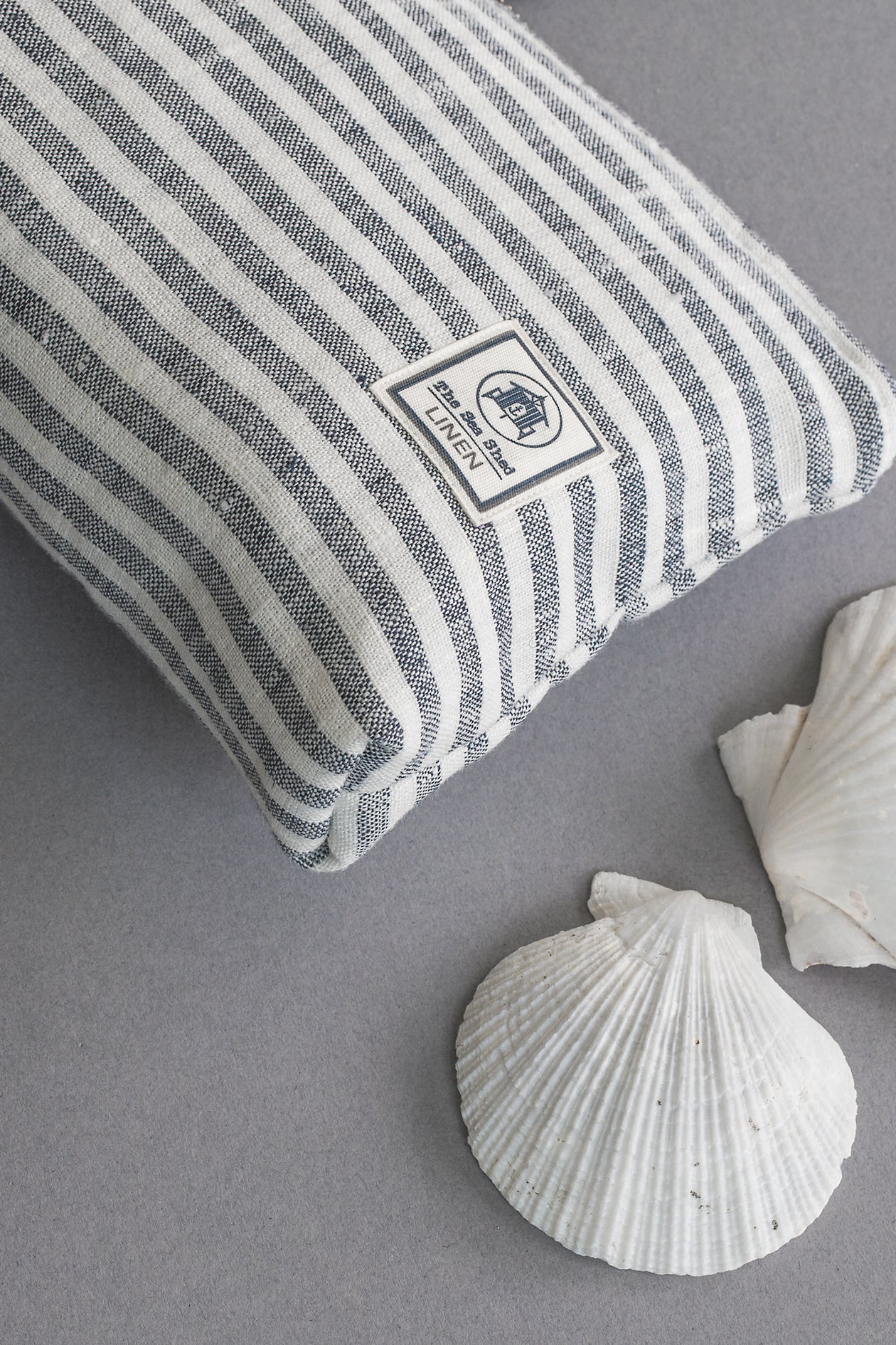 Hand Loomed Linen Cometic Bag - Denim Blue