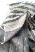 Hand Loomed Linen Scarf Denim Blue Stripes