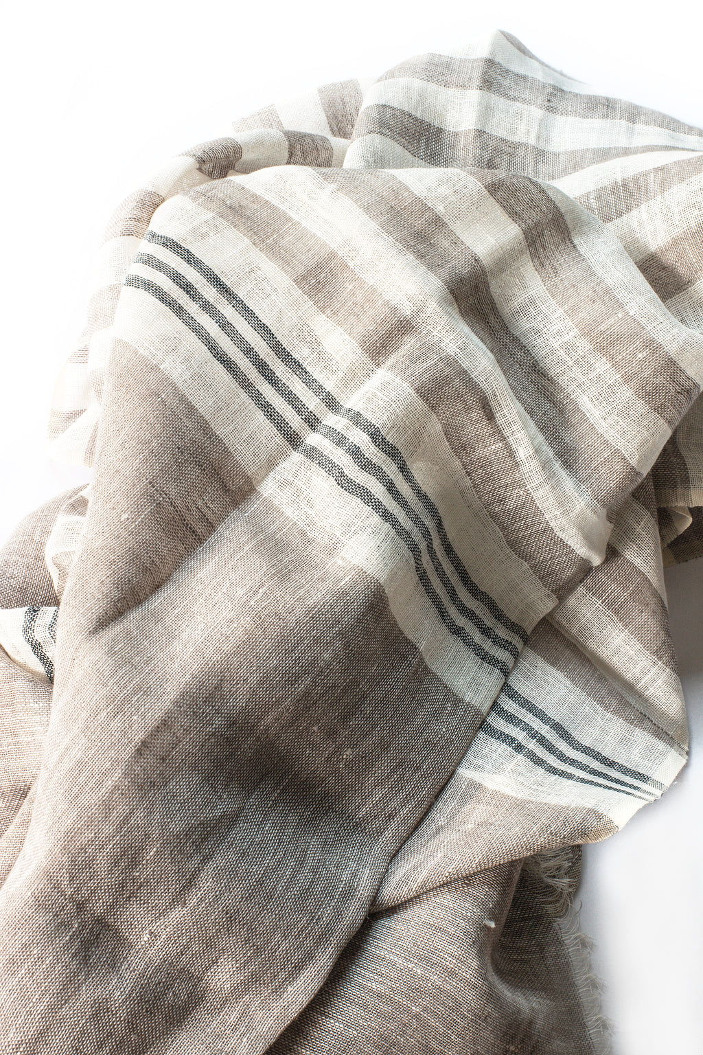 Hand Loomed Linen Scarf Sand Stripes