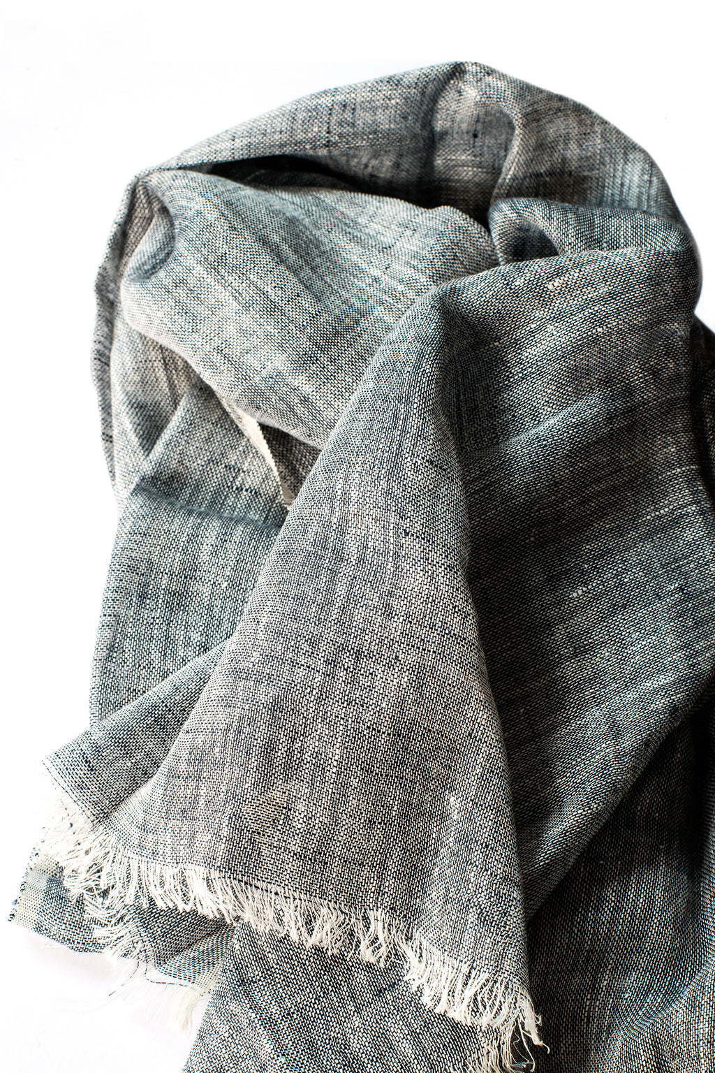 Hand Loomed Linen Scarf Denim Blue