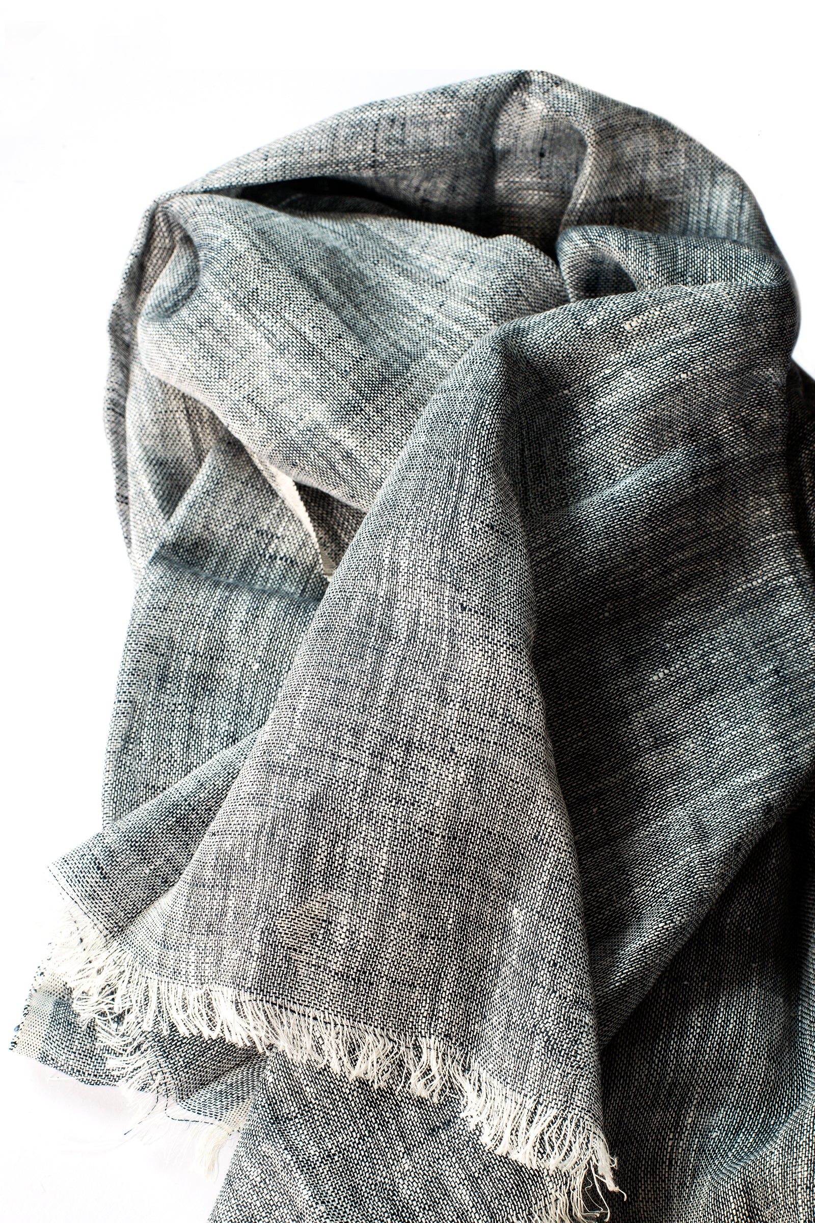 Hand Loomed Linen Scarf Denim Blue