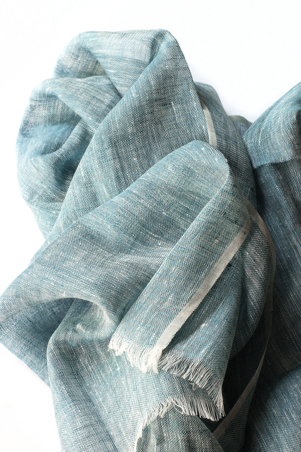 Hand Loomed Linen Scarf Sea Blue