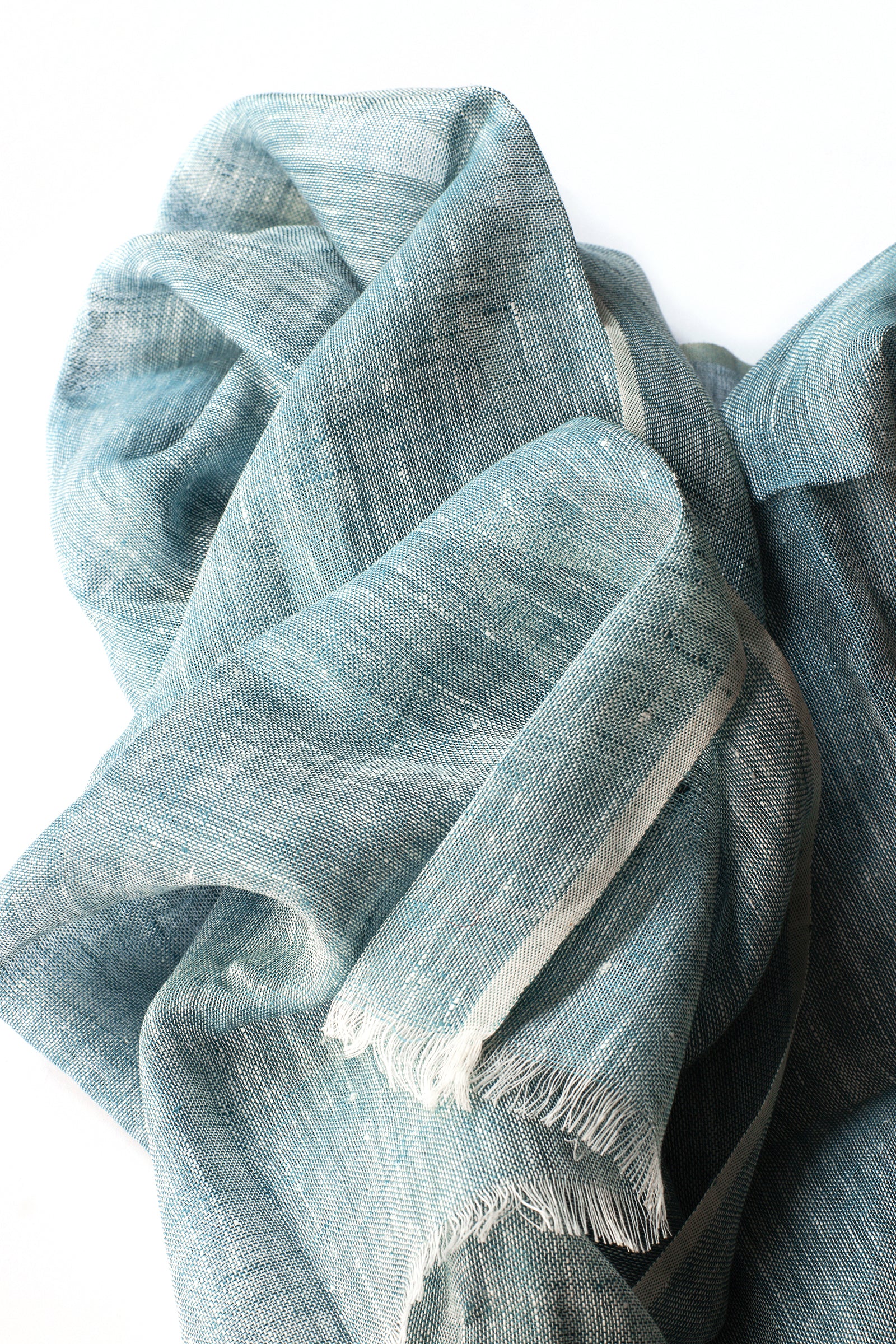 Hand Loomed Linen Scarf Sea Blue