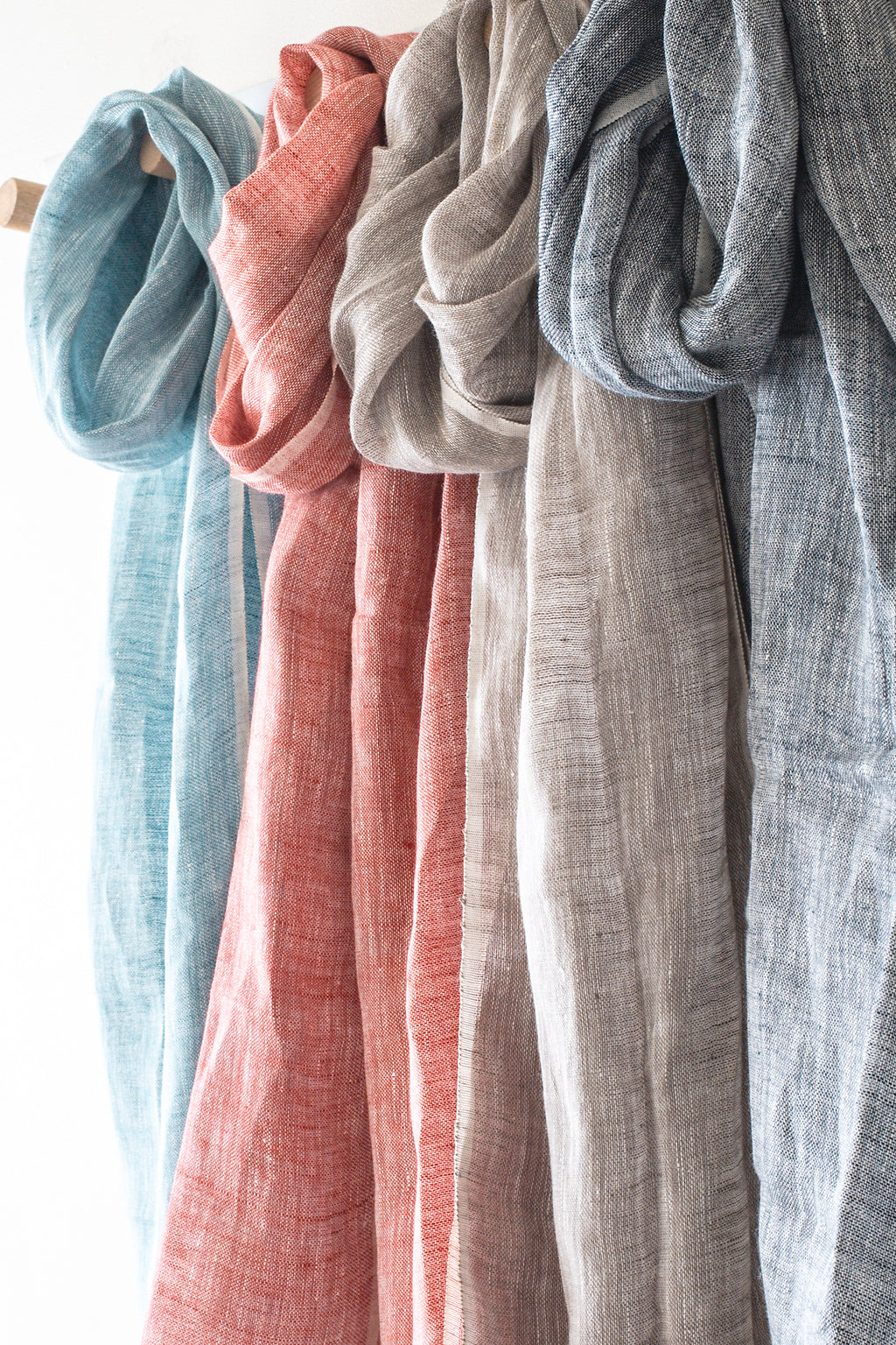 Hand Loomed Linen Scarf Sea Blue