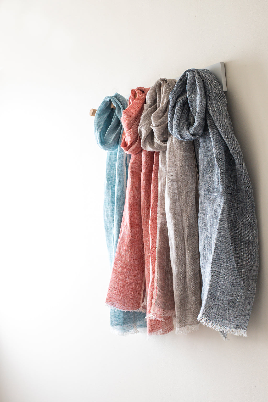 Hand Loomed Linen Scarf Sea Blue