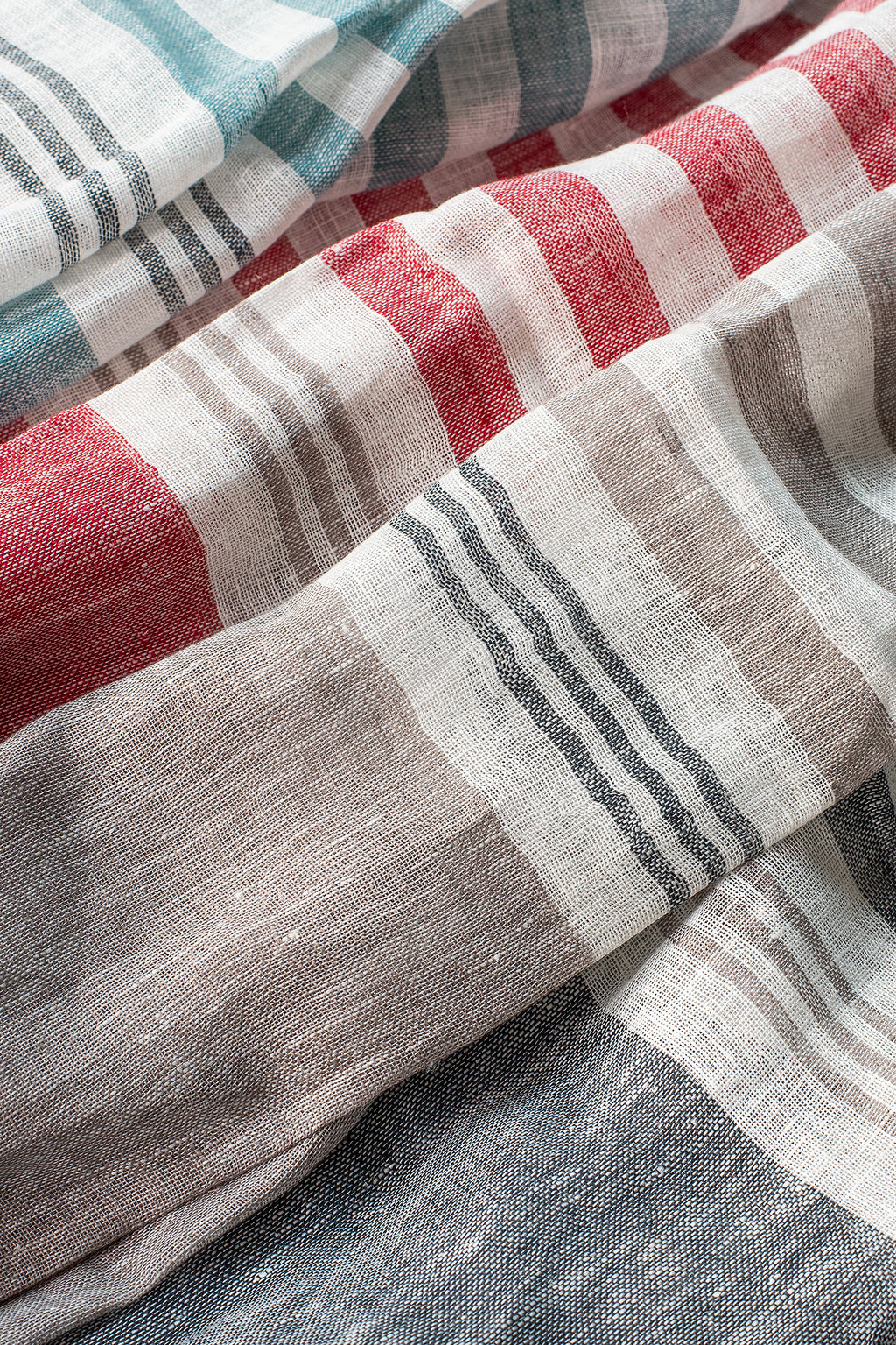 Hand Loomed Linen Scarf Sea Blue Stripes