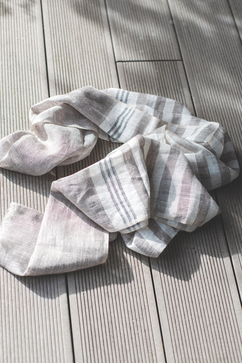 Hand Loomed Linen Scarf Sand Stripes