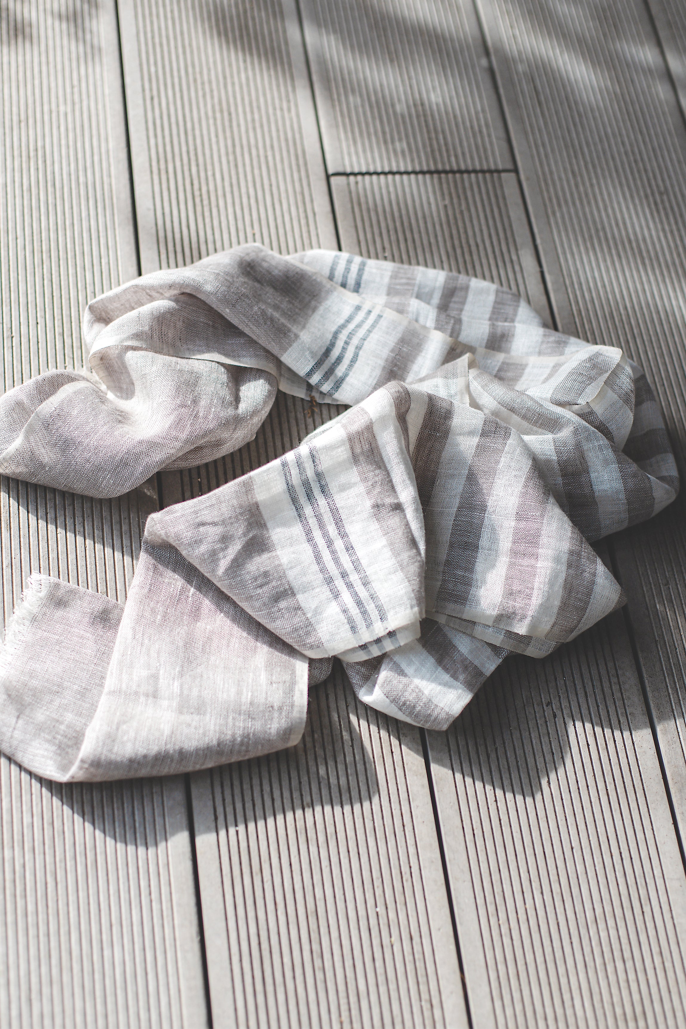 Hand Loomed Linen Scarf Sand Stripes